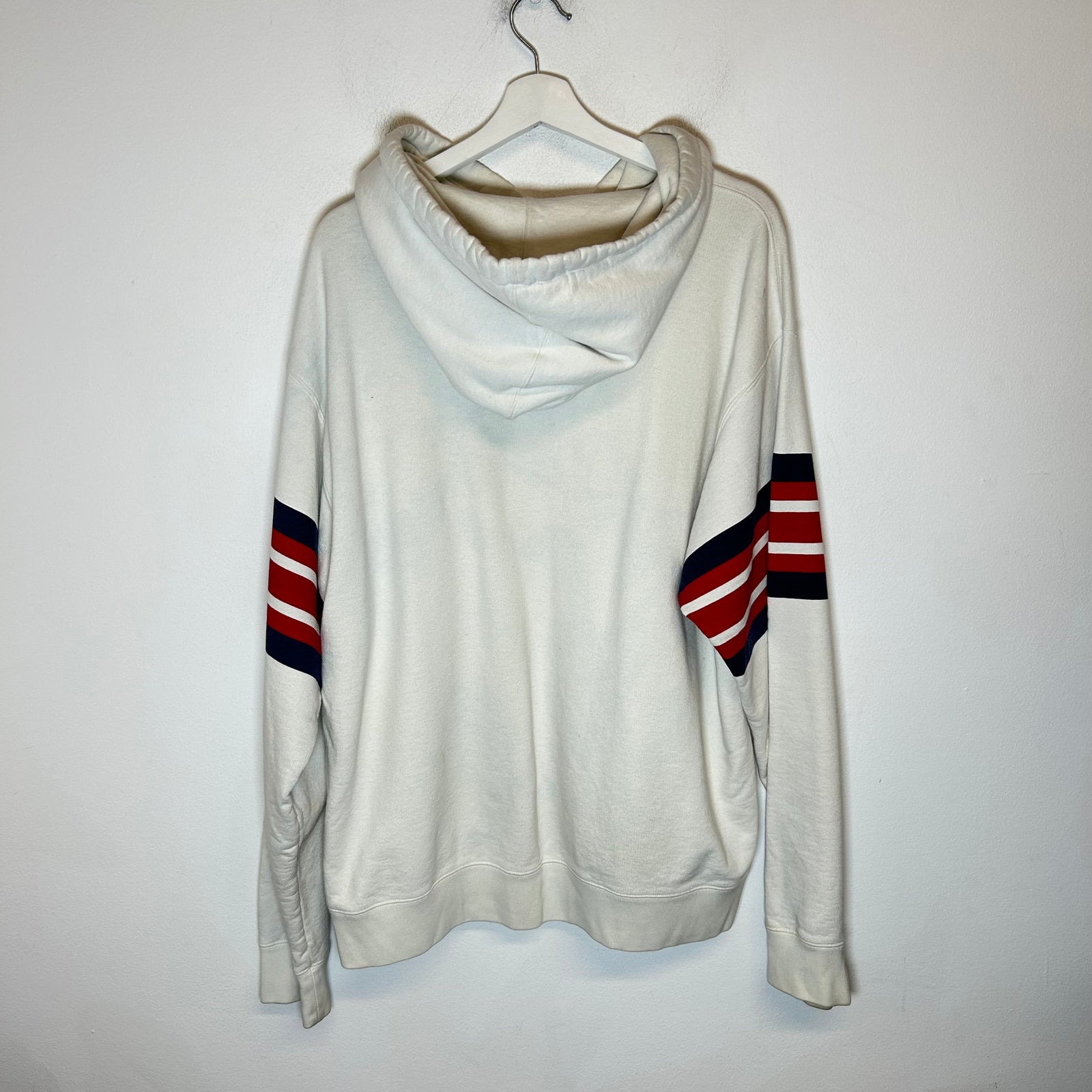Gucci Cream Interlocking G Logo Striped Hoodie Size L