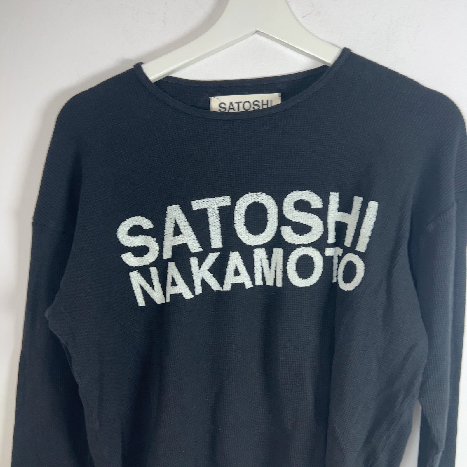 Satoshi Nakamoto Spell Out Logo Black Thermal Longsleeve