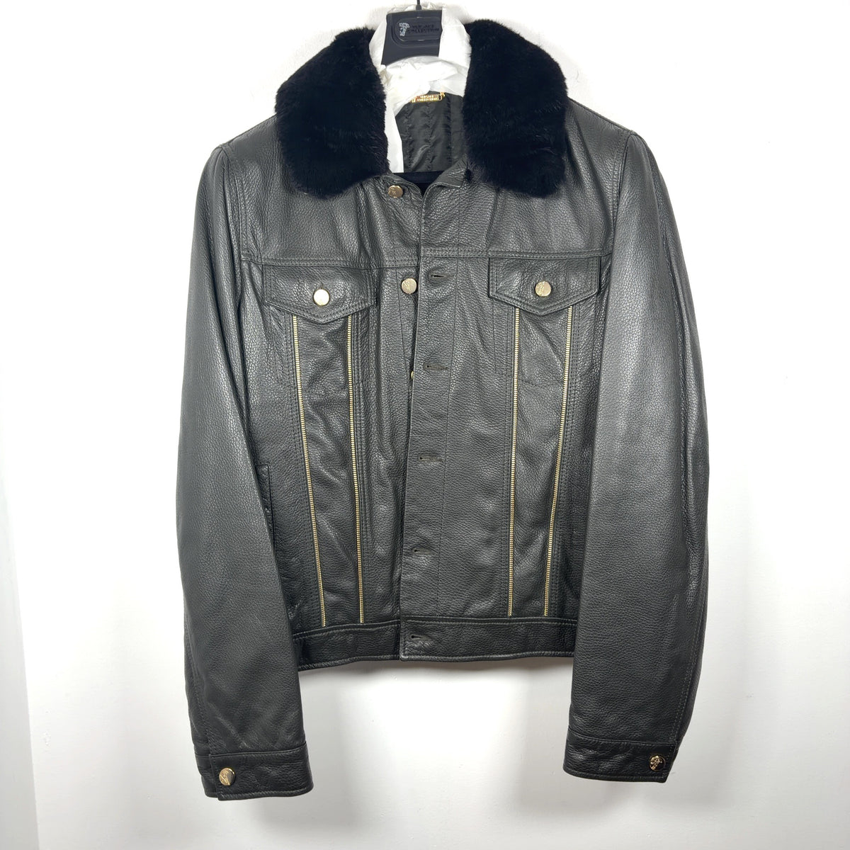 Versace Deer & Rabbit Fur Zipper Leather Jacket