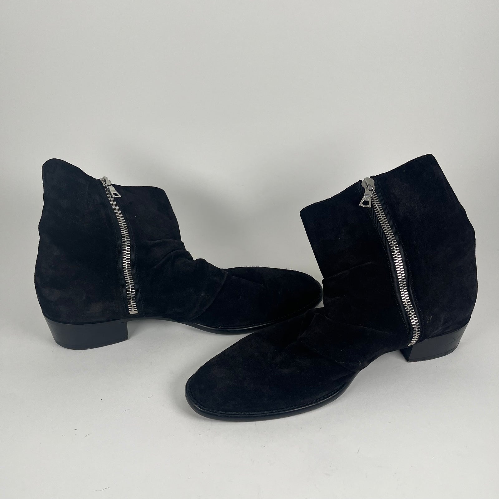 Amiri Folded Zipper Black Suede Boots Size 13