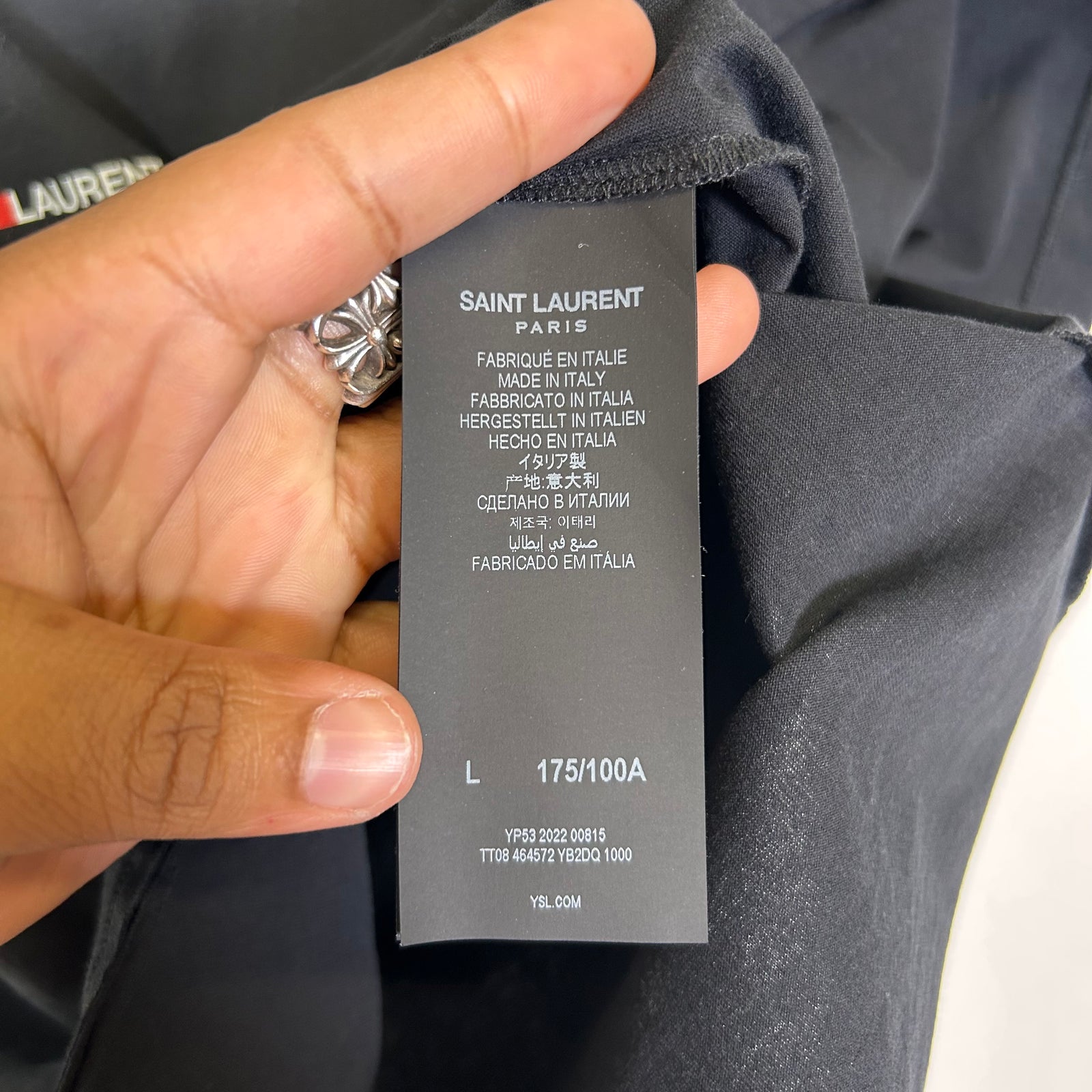 Saint Laurent Paris Black Basic Logo T-Shirt Size L