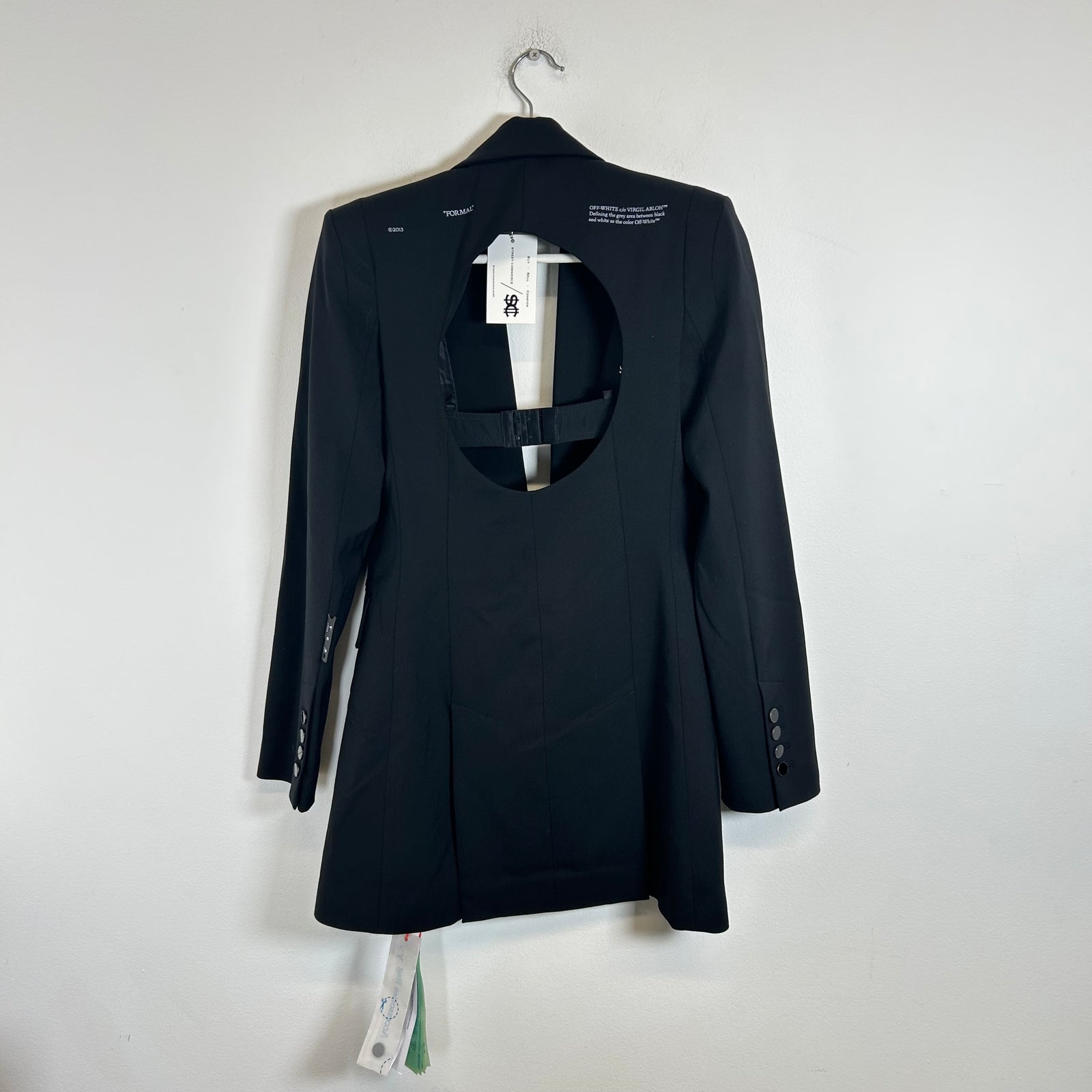 Off-White Black Open Back Twill Blazer Size 38
