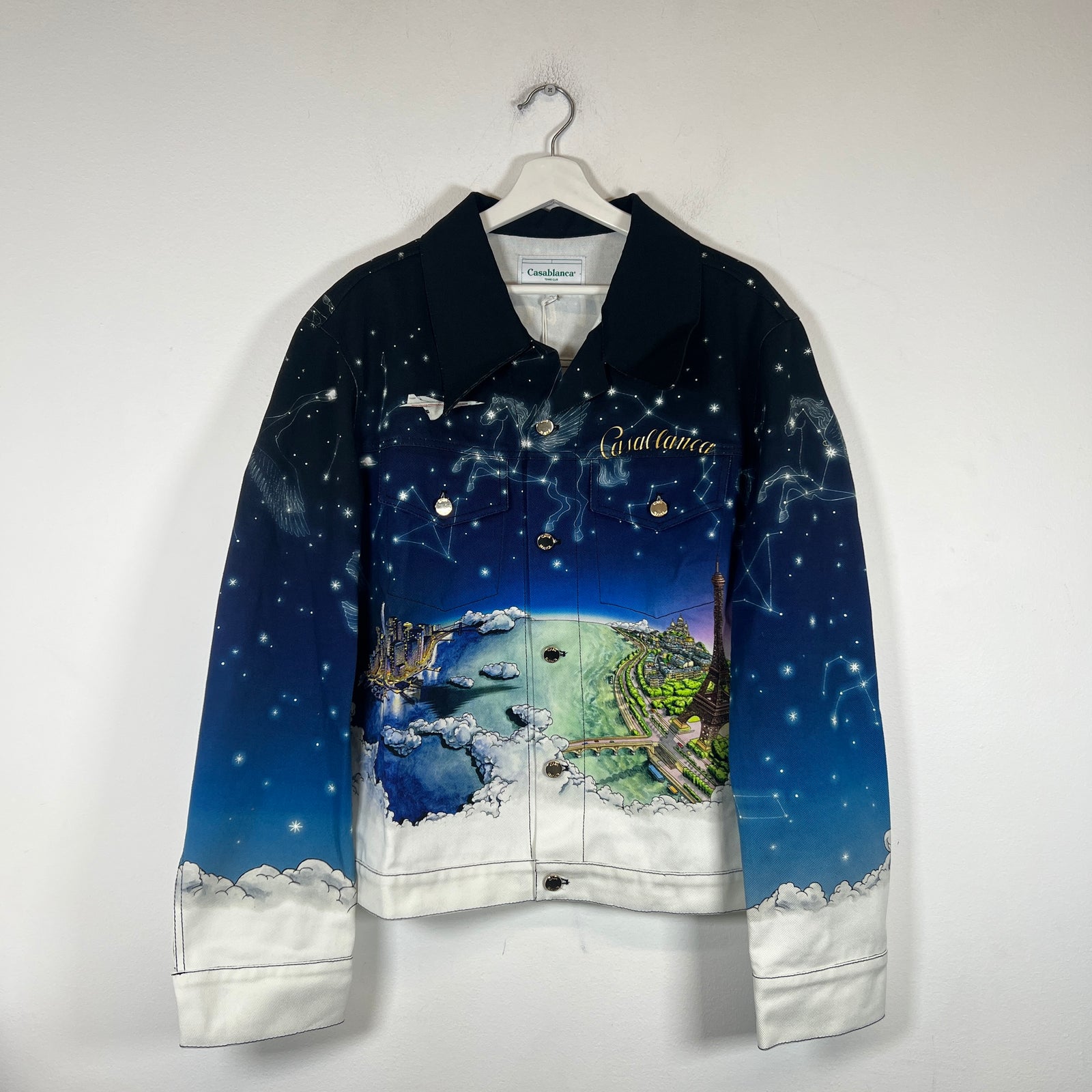 Casablanca Vol-Au-Nuit Printed Denim Jacket Size XL