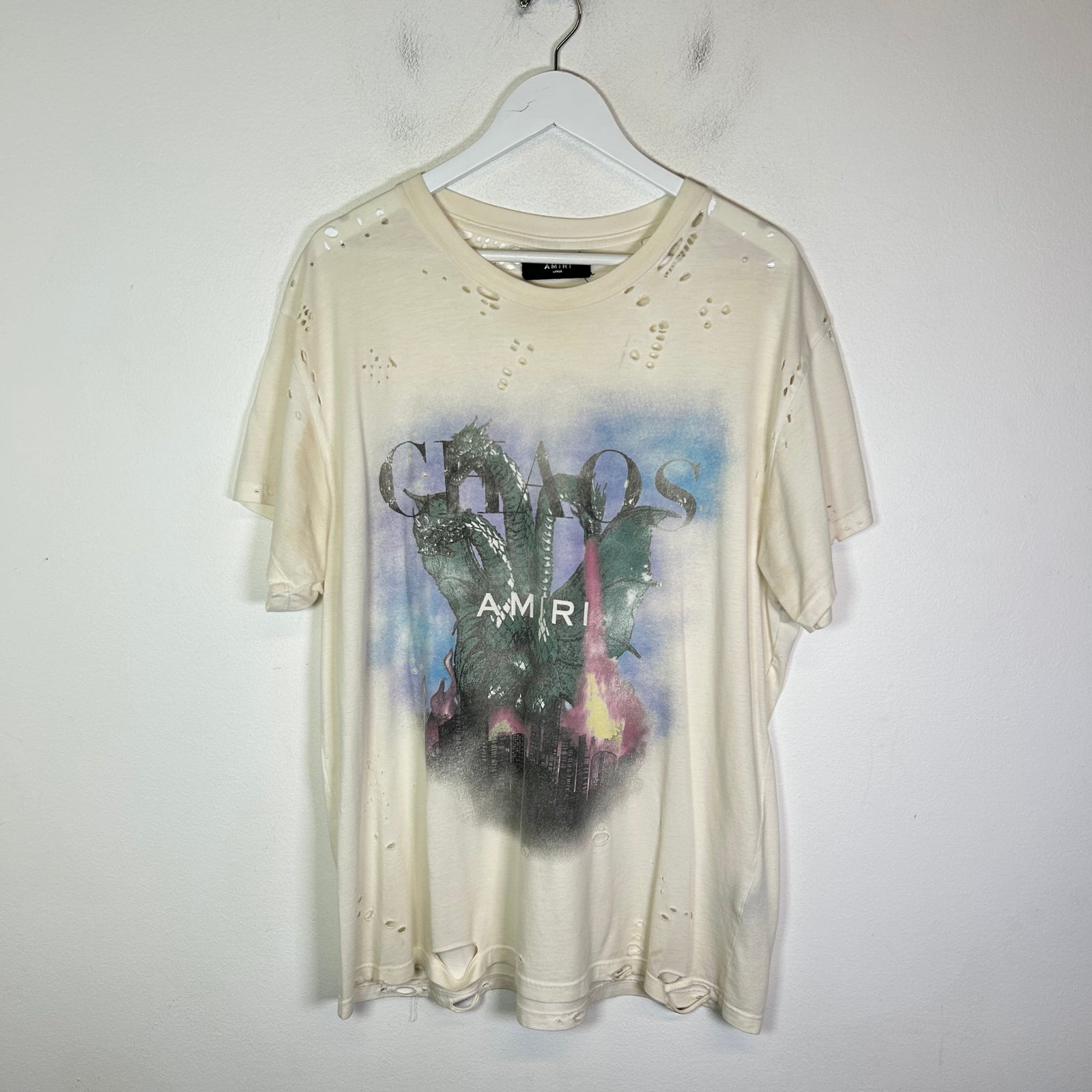 Amiri Chaos City Dragon Distressed T-Shirt