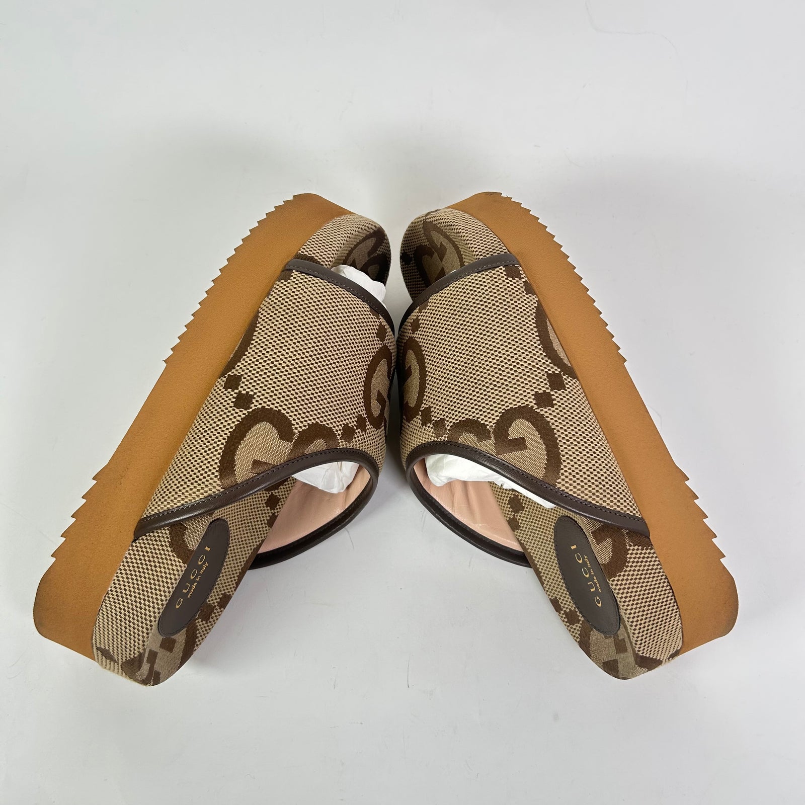 Gucci Jumbo GG Canvas Platform Sandals