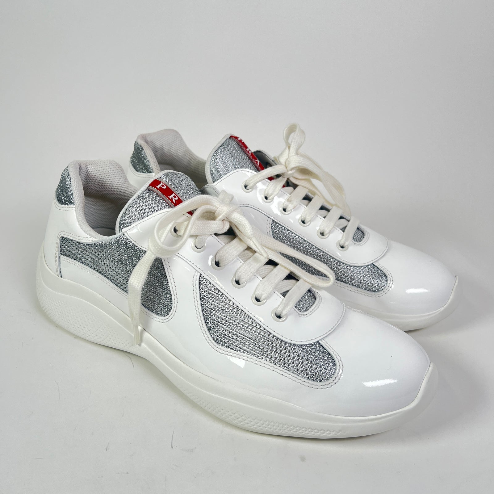 Prada White Patent Leather America Cups