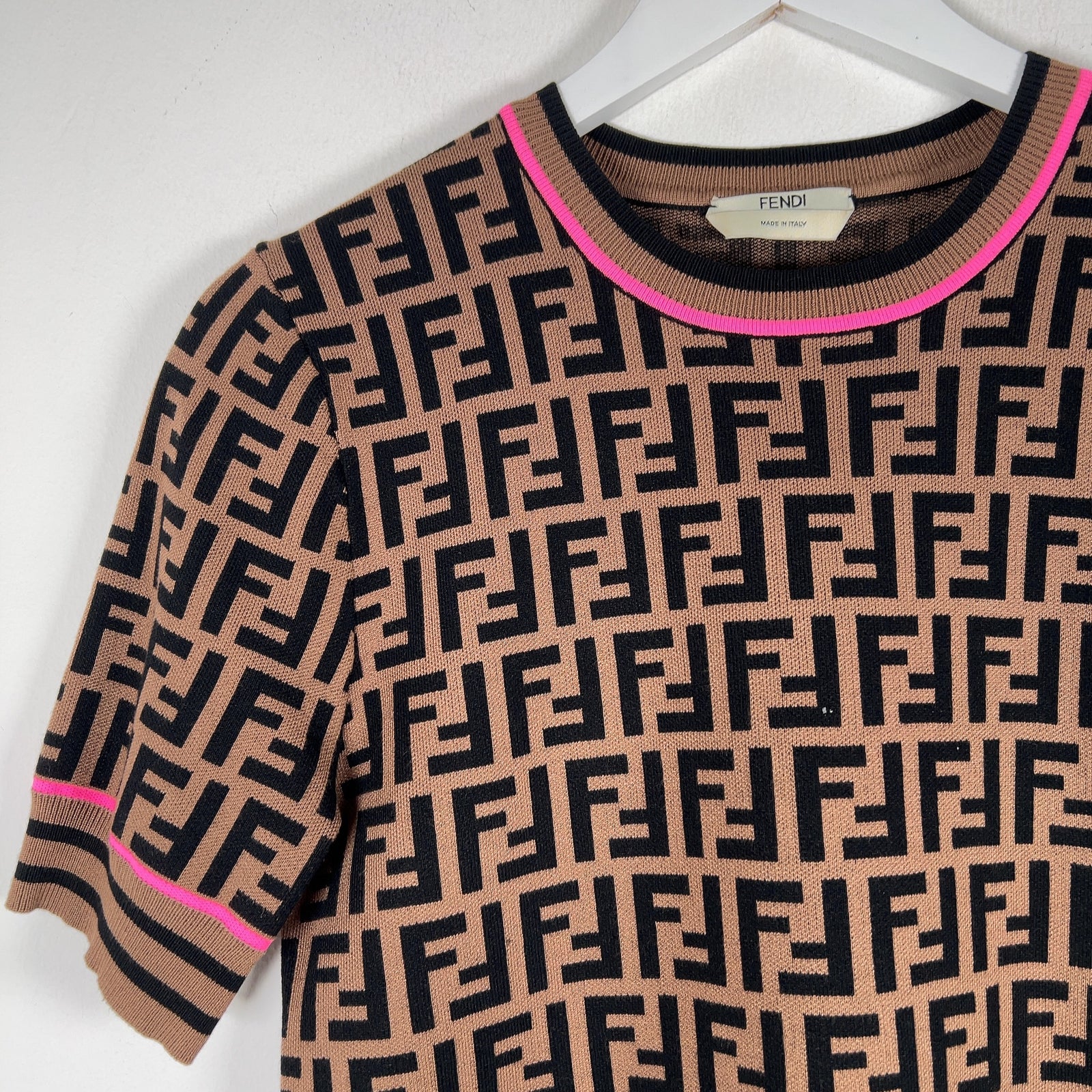 Fendi Intarisa Knit All Over Print T-Shirt Size M