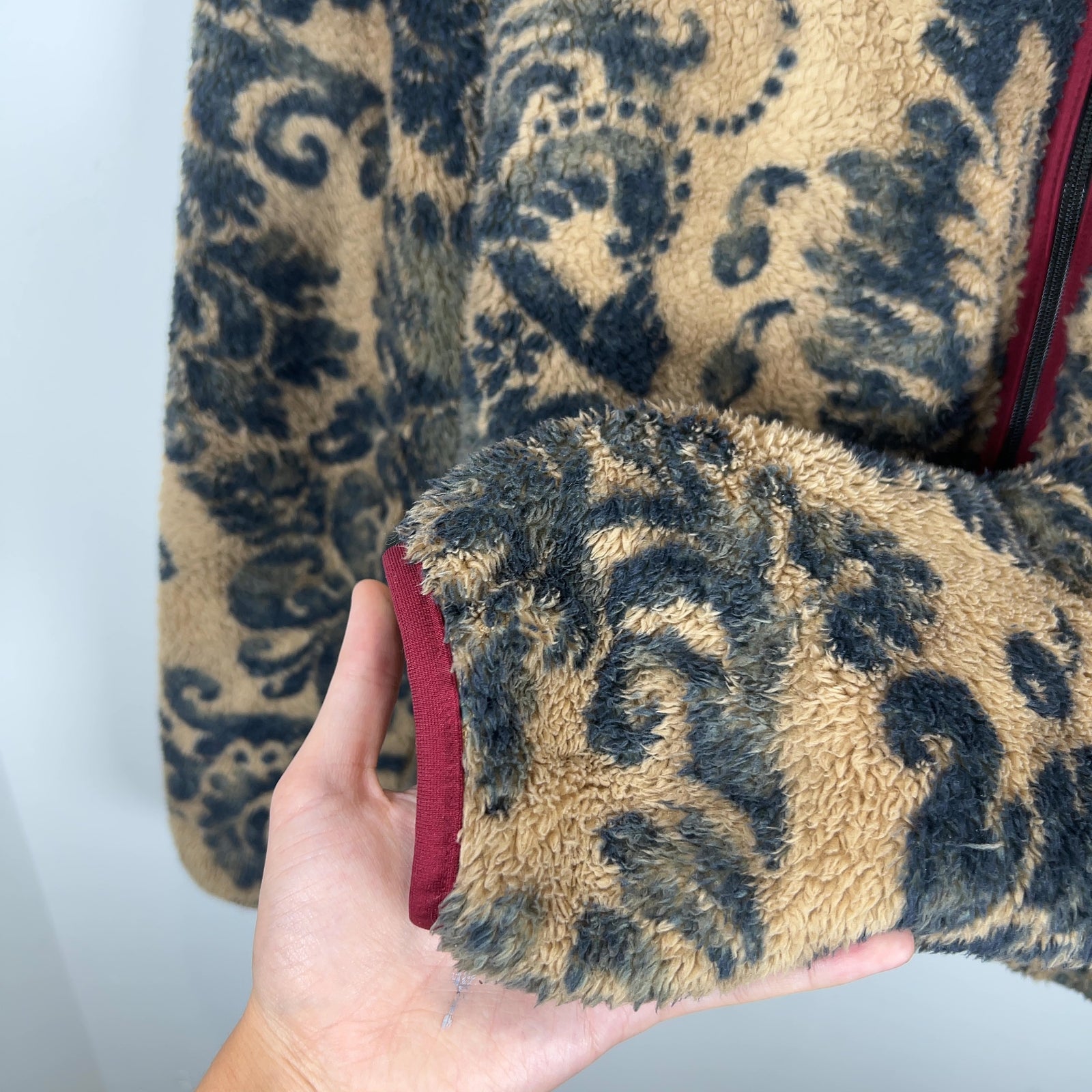 Kapital Damask Printed Fleece Zip Up Jacket