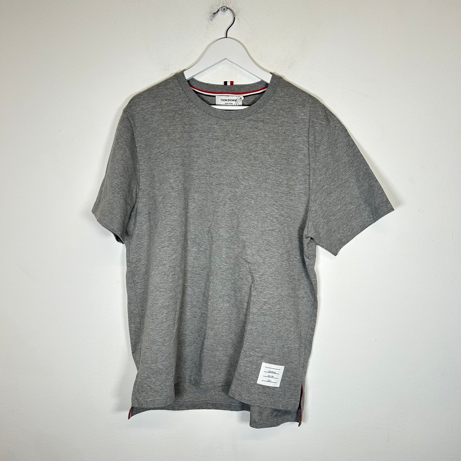 Thom Browne Grey 4 Bar T-Shirt Size 4