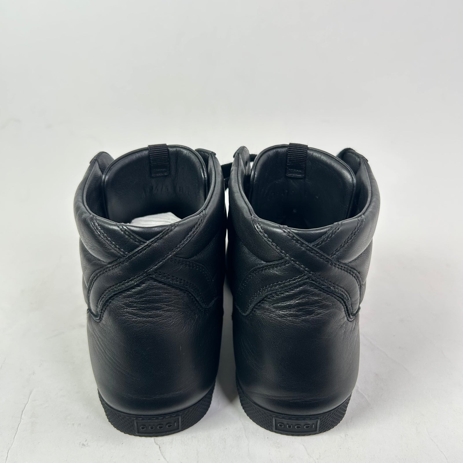 Gucci Black Web Leather High-Top Sneaker