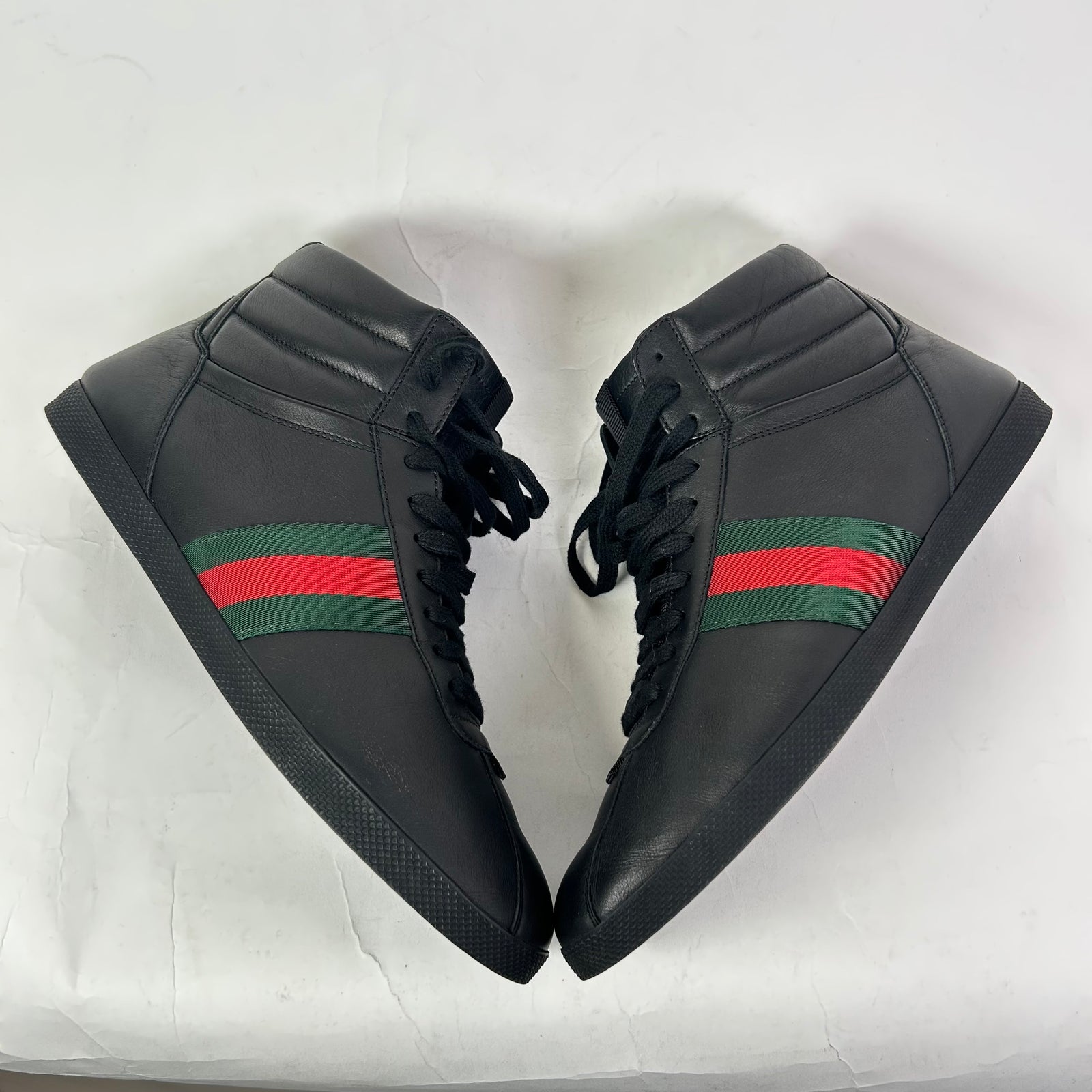 Gucci Black Web Leather High-Top Sneaker