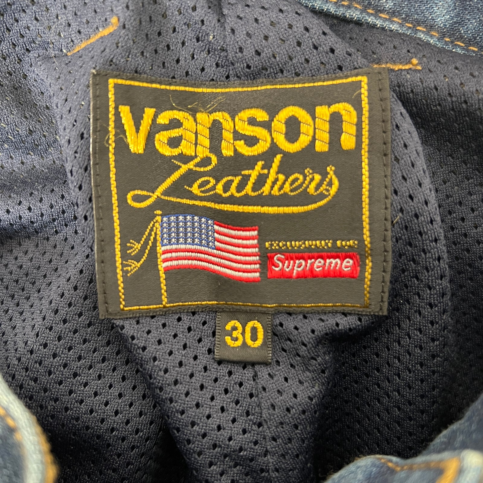 Supreme x Vanson Leathers Blue Denim Racing Jeans Size 30