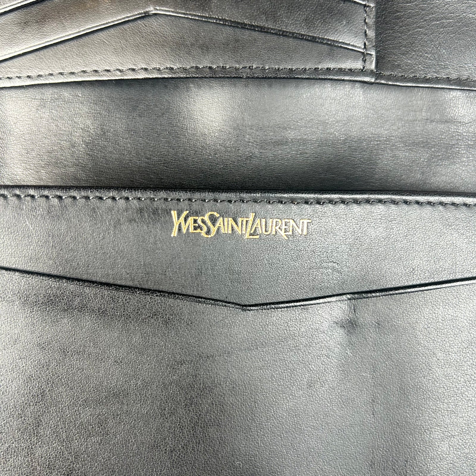 Yves Saint Laurent Black Embossed YSL Wallet
