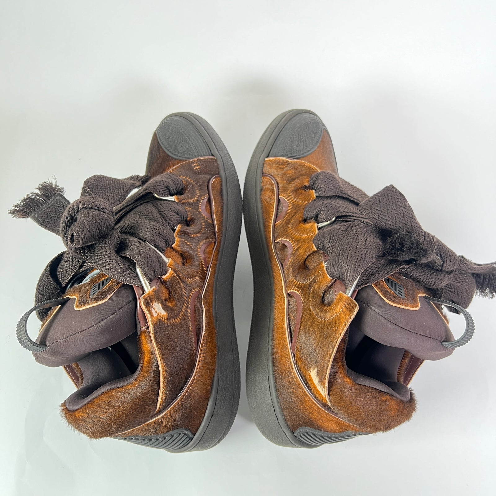 Lanvin Brown Ponyhair Curb Sneaker