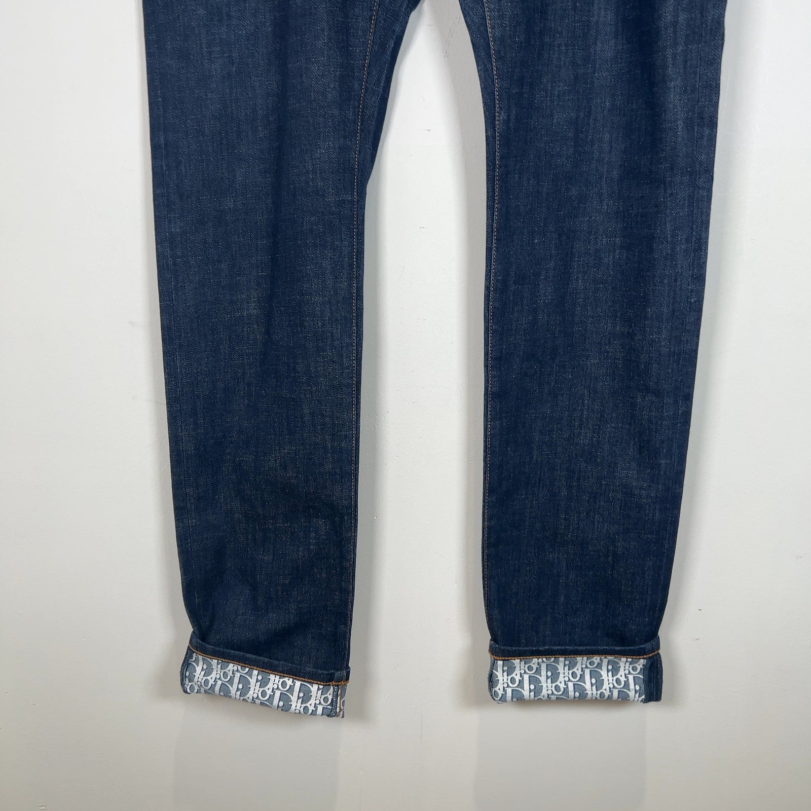 Dior Monogram Hem Raw Denim Jeans
