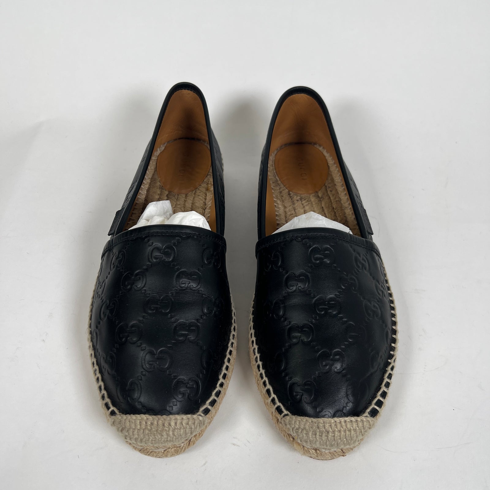Gucci Espardrilles Black GG Flats Size 41