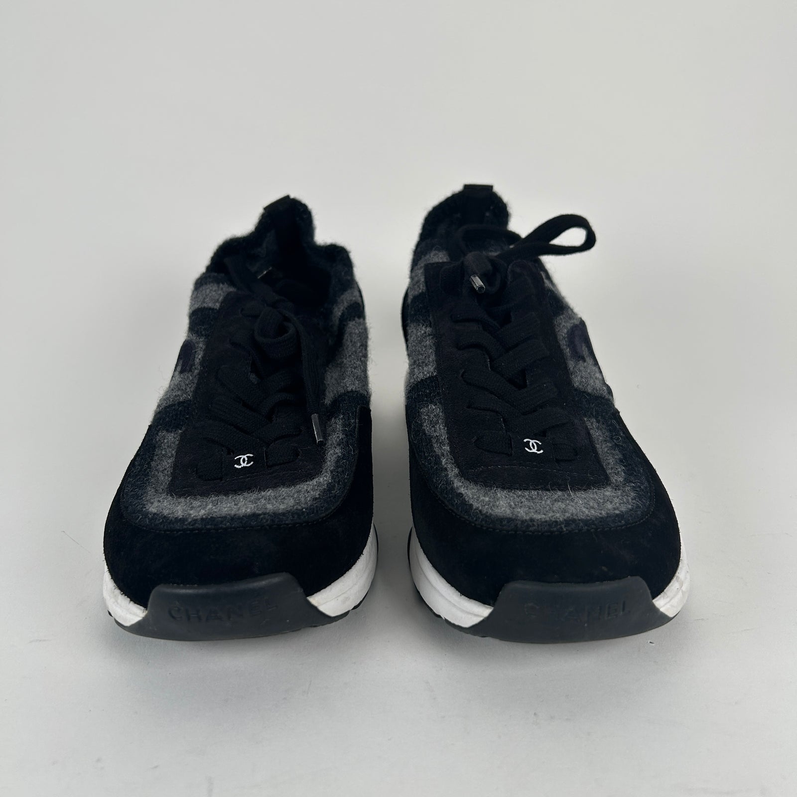 Chanel Dark Grey Knit Sock Runner Size 44