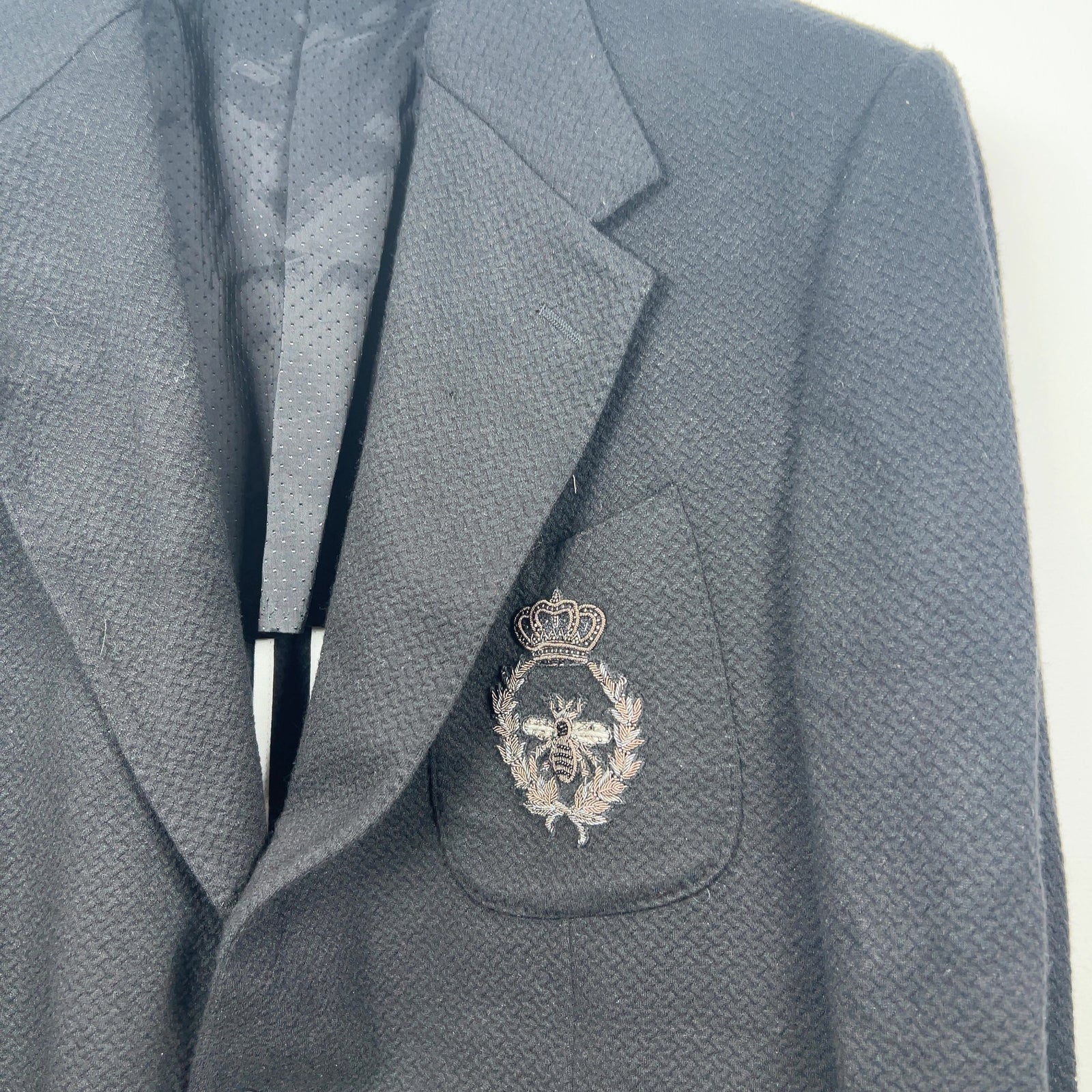 Dolce & Gabbana Textured Bee Crest Detail Blazer