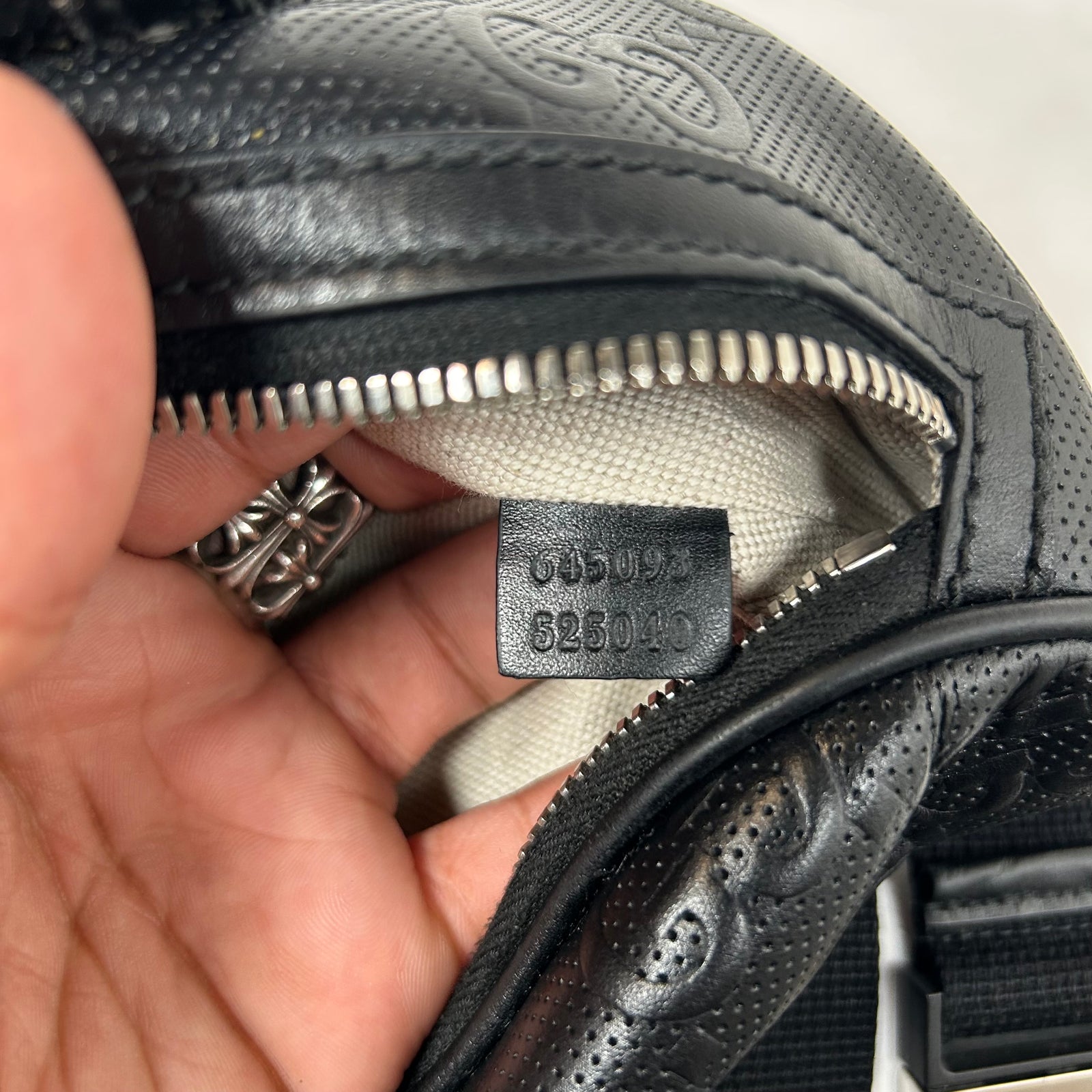 Gucci Black Jumbo GG Embossed Leather Belt Bag