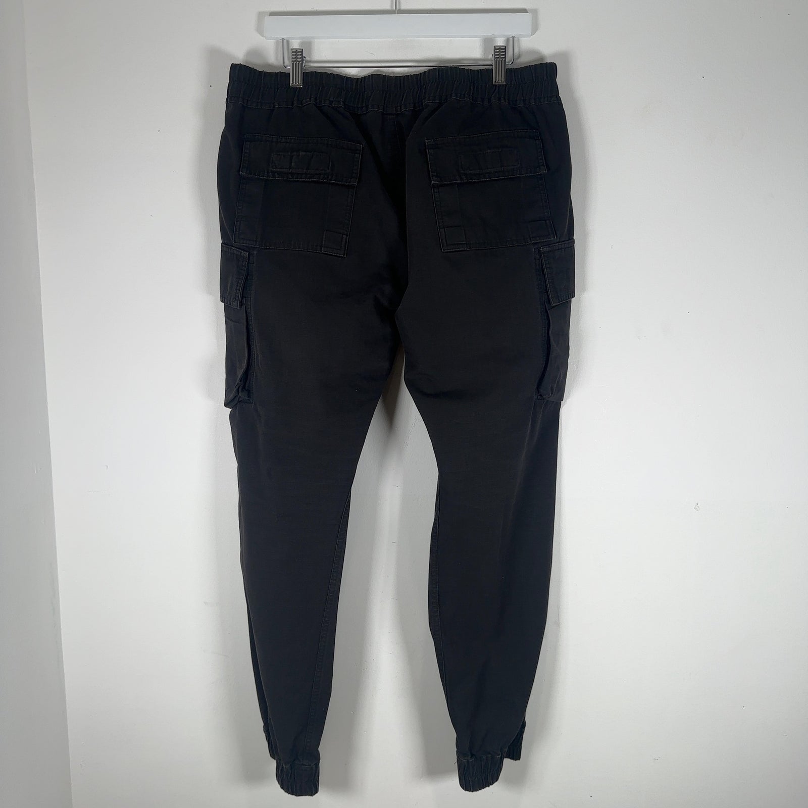 Rick Owens Black Cargo Pocket Drop Crotch Jogger Pant Size XL