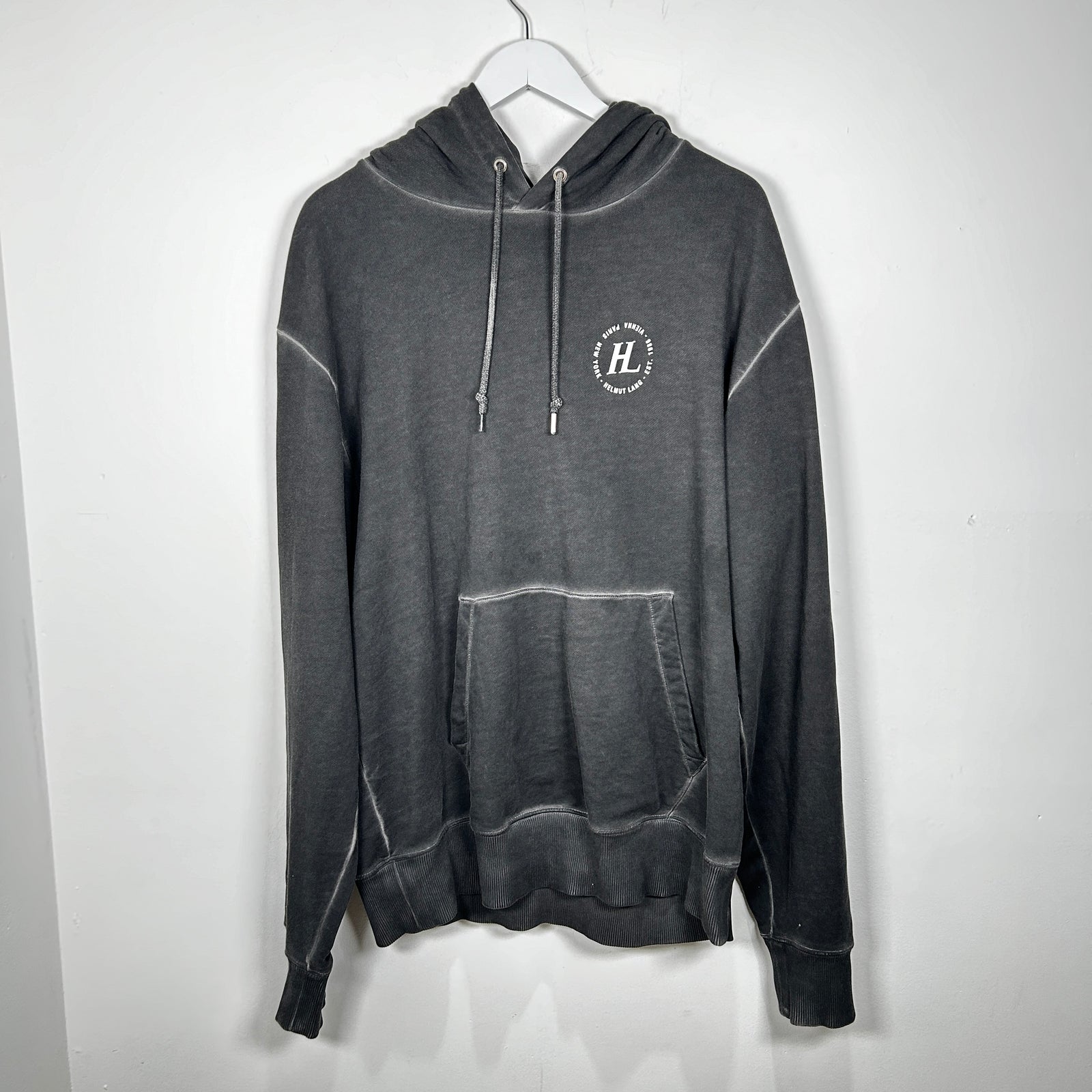 Helmut Lang Grey Logo Hoodie Size M