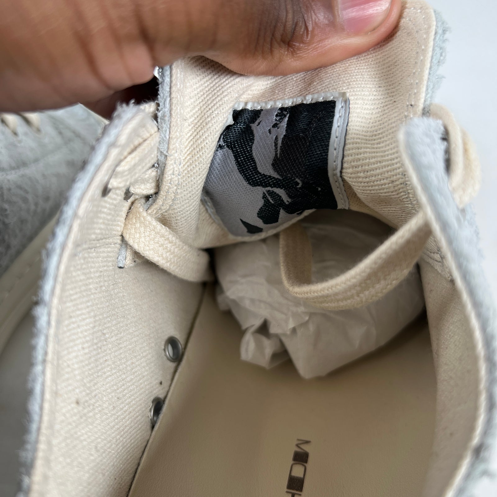 Rick Owens Drkshdw Oyster/Milk Shaggy Ramones Size 40