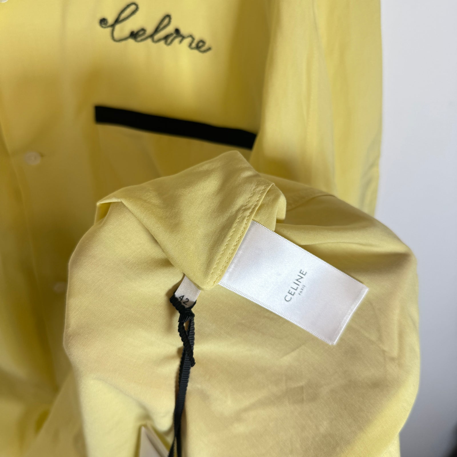 Celine Yellow Viscose Bowling Shirt Size L