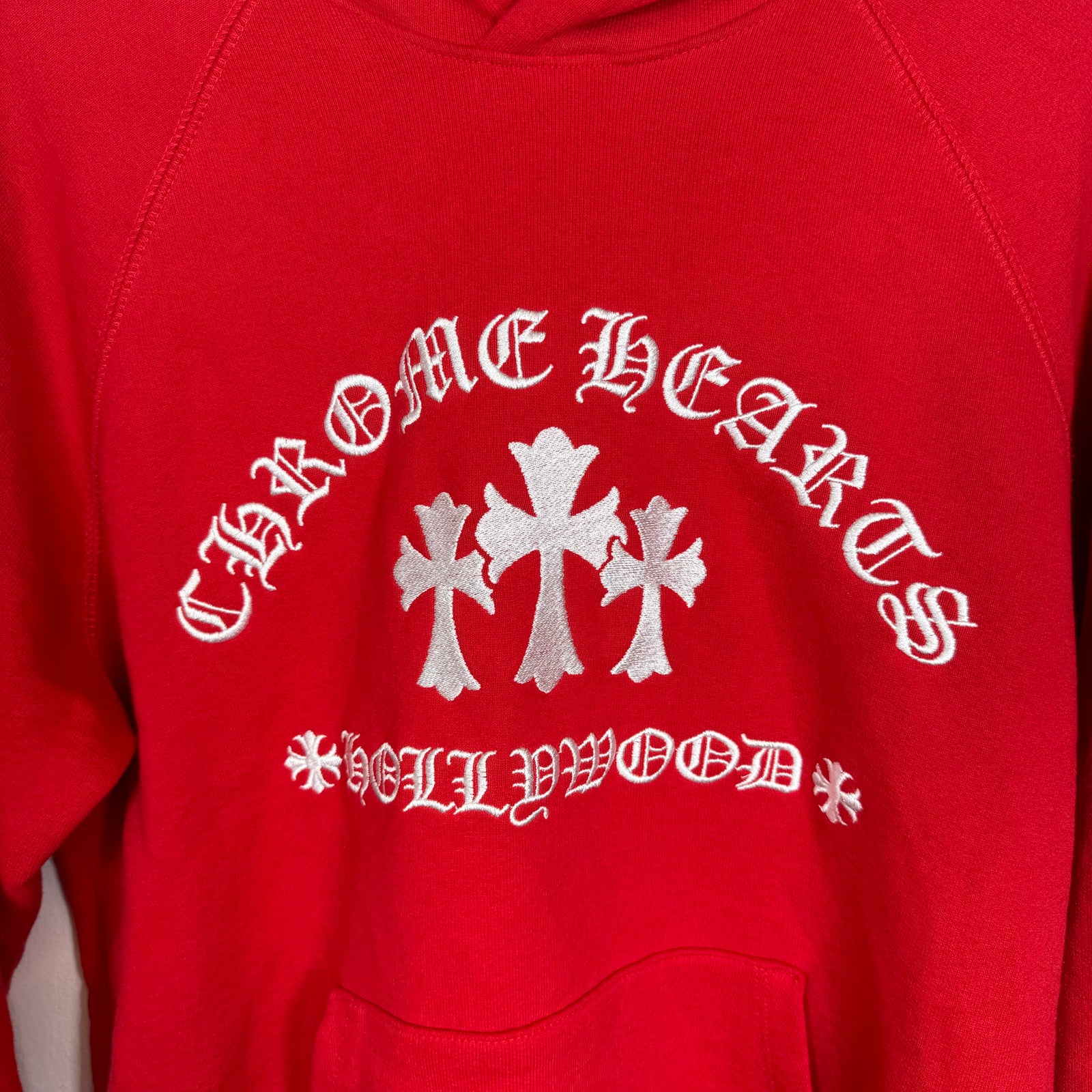 Chrome Hearts Red Triple Cross Hoodie Size M