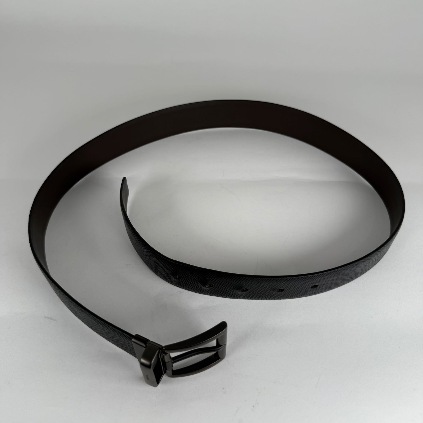 Prada Black Saffiano Leather Belt Size 32