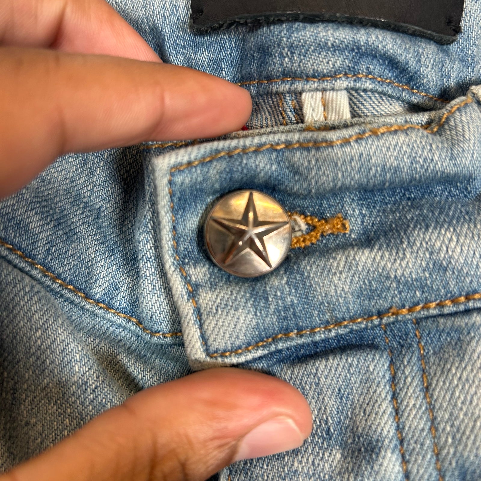 Amiri Chemist Orange Star Patch Jeans Size 31