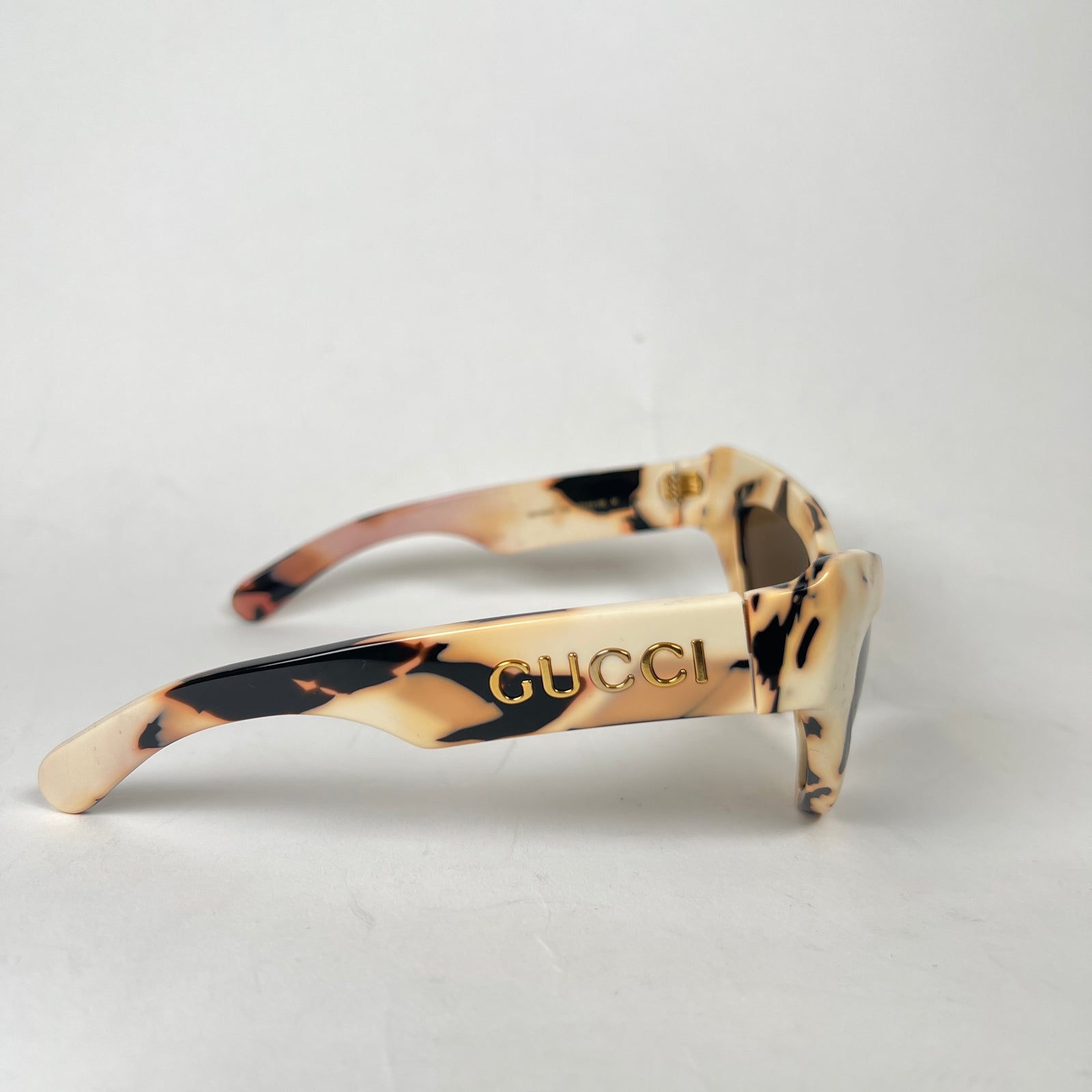 Gucci Ivory/Brown Abstract Print Sunglasses