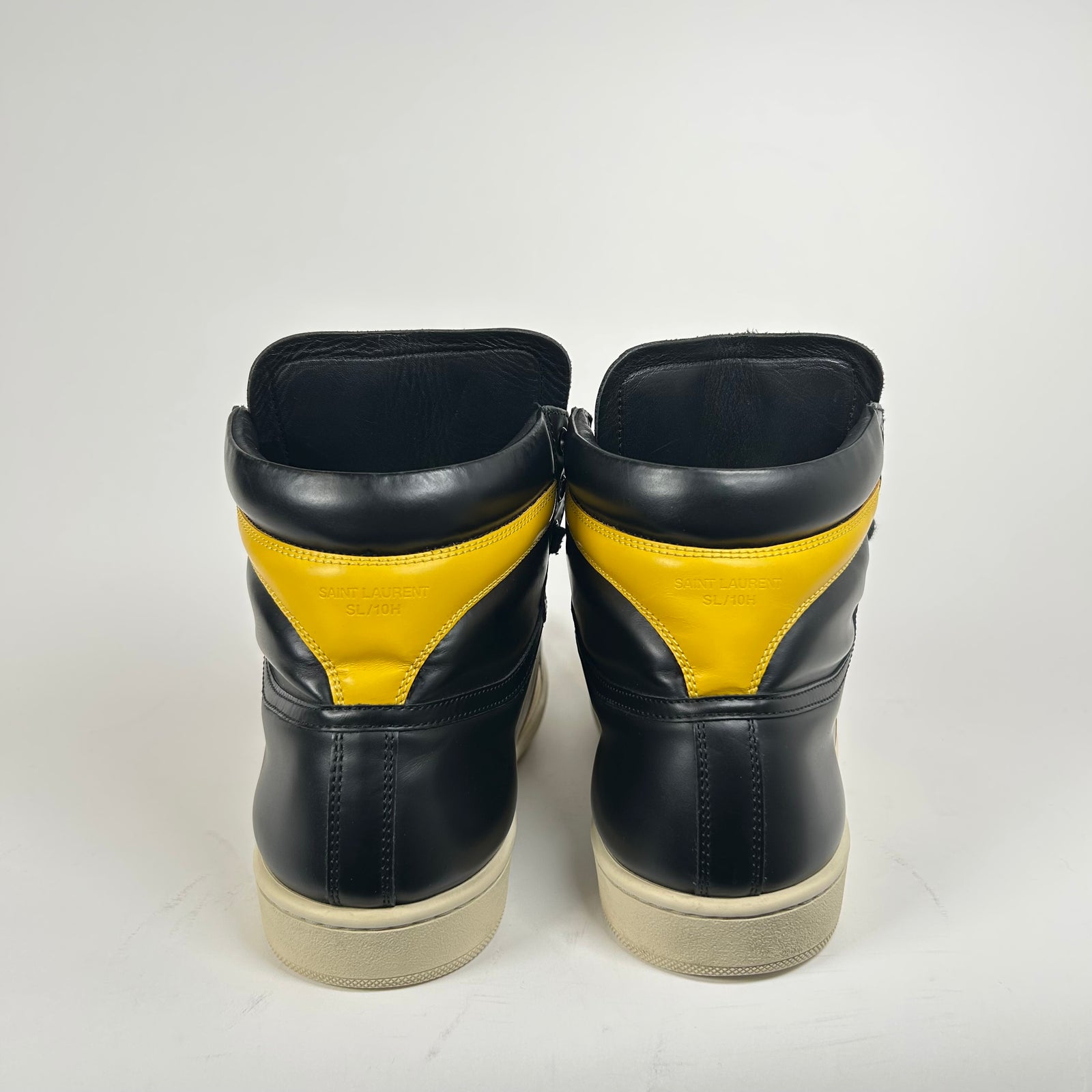 Saint Laurent Yellow/Black Court High Sneakers Size 8