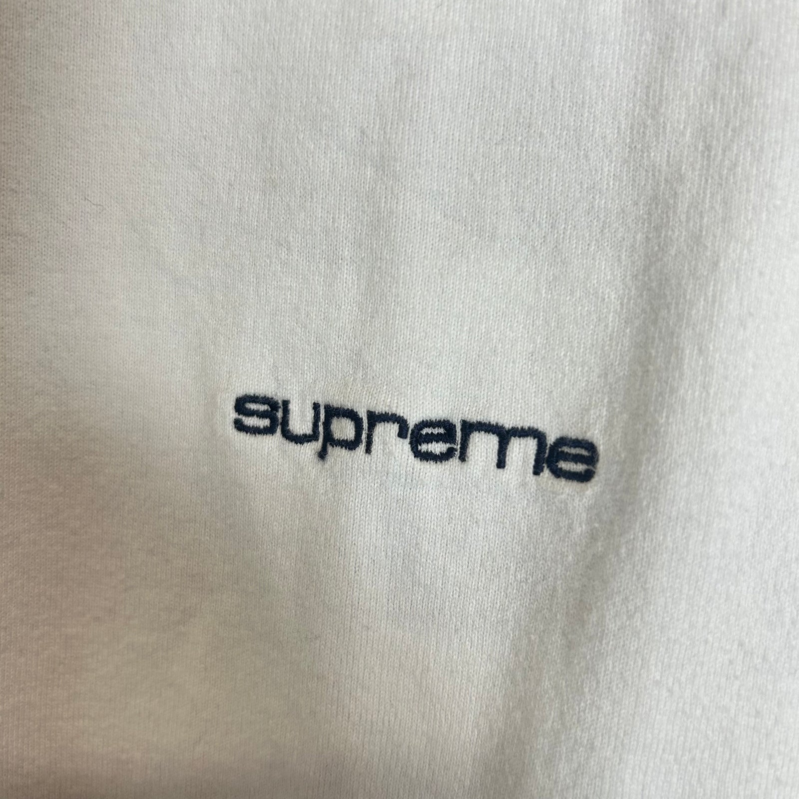 Supreme White/Blue Striped Logo T-Shirt Size M