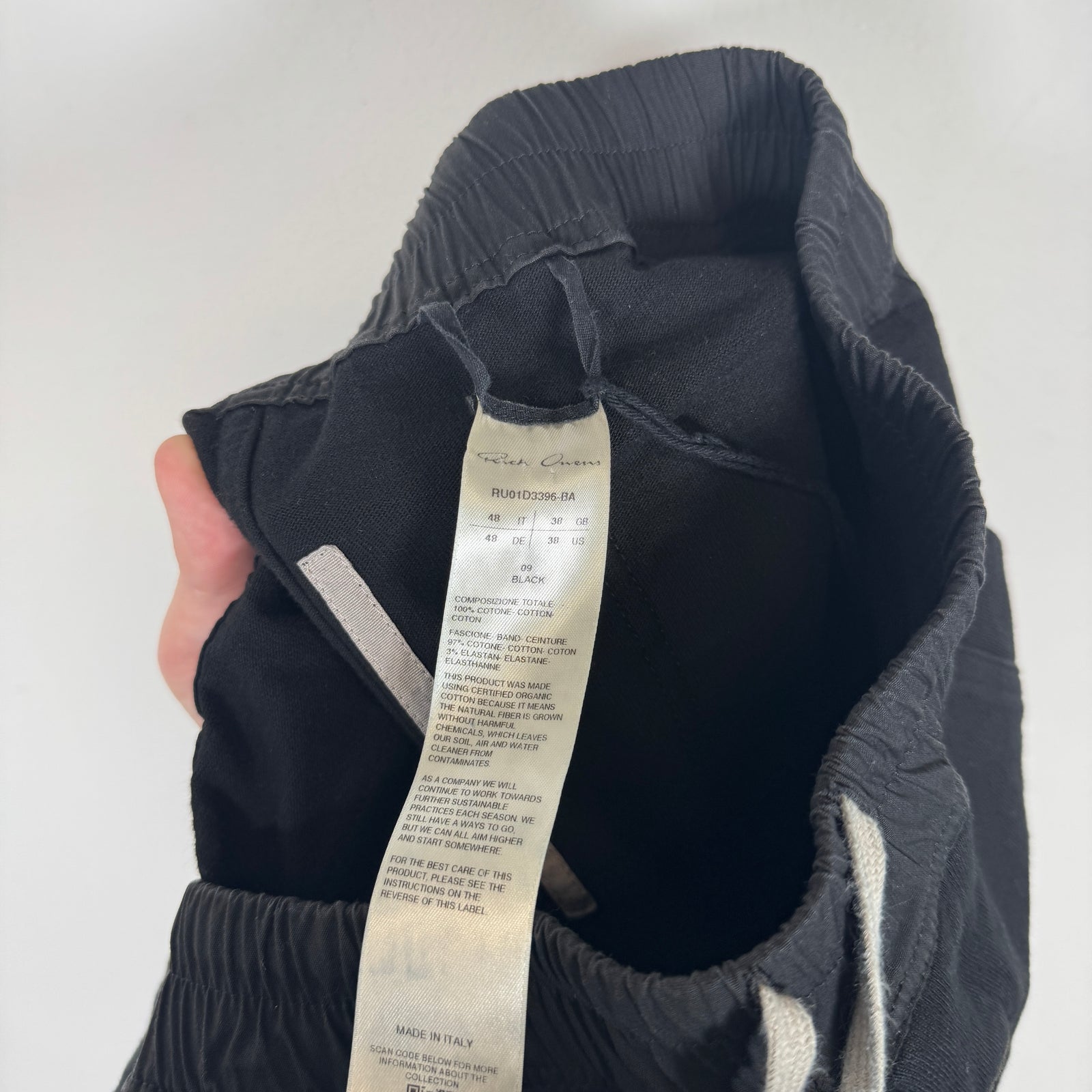 Rick Owens Black Mastadon Cargo Joggers Size 48