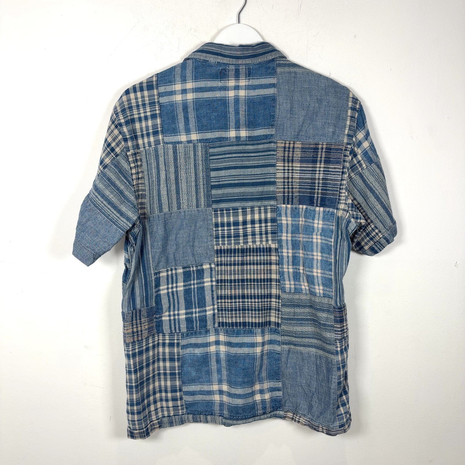 RRL Indigo Patchwork Camp Shirt