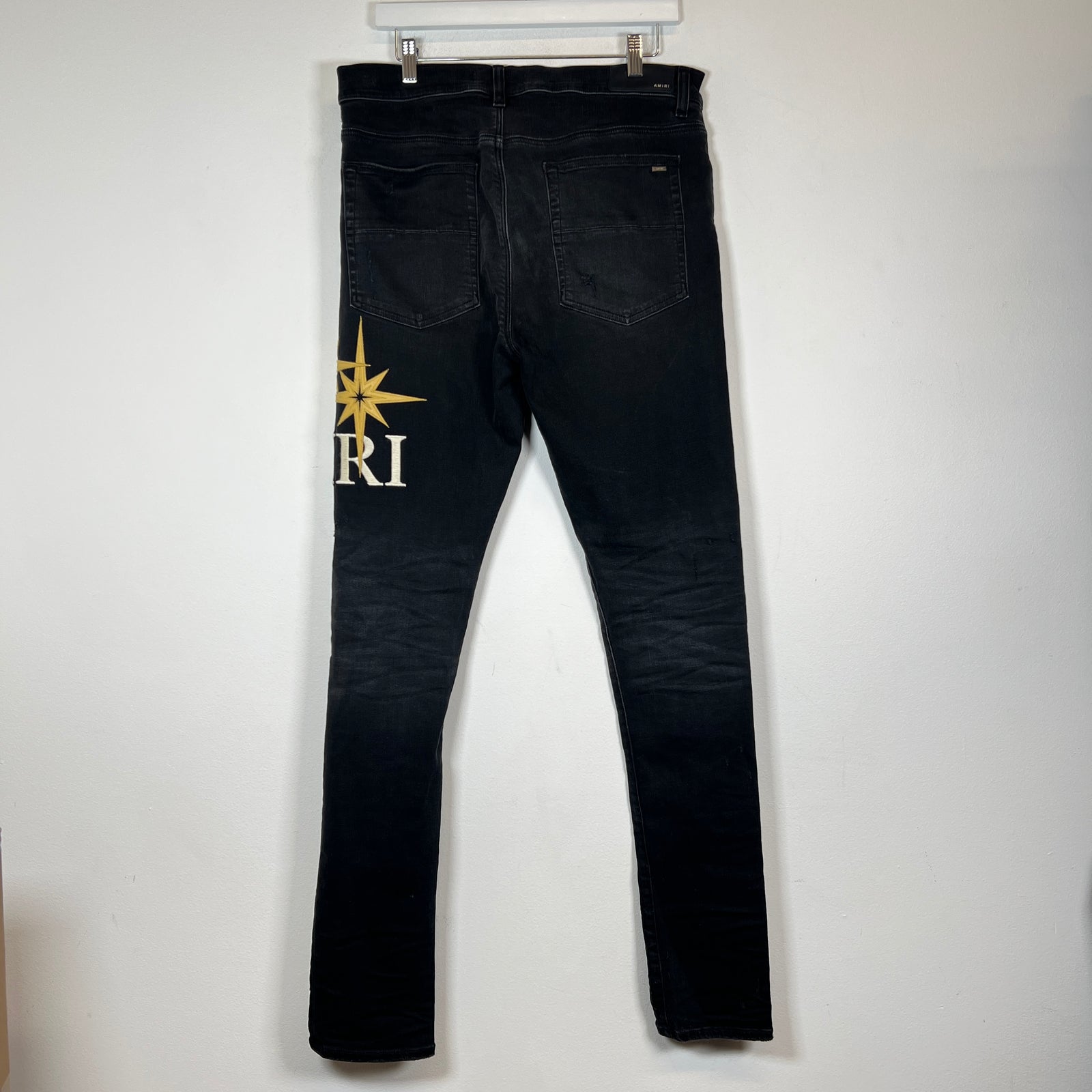 Amiri Black Starburst Applique Skinny Jeans Size 36