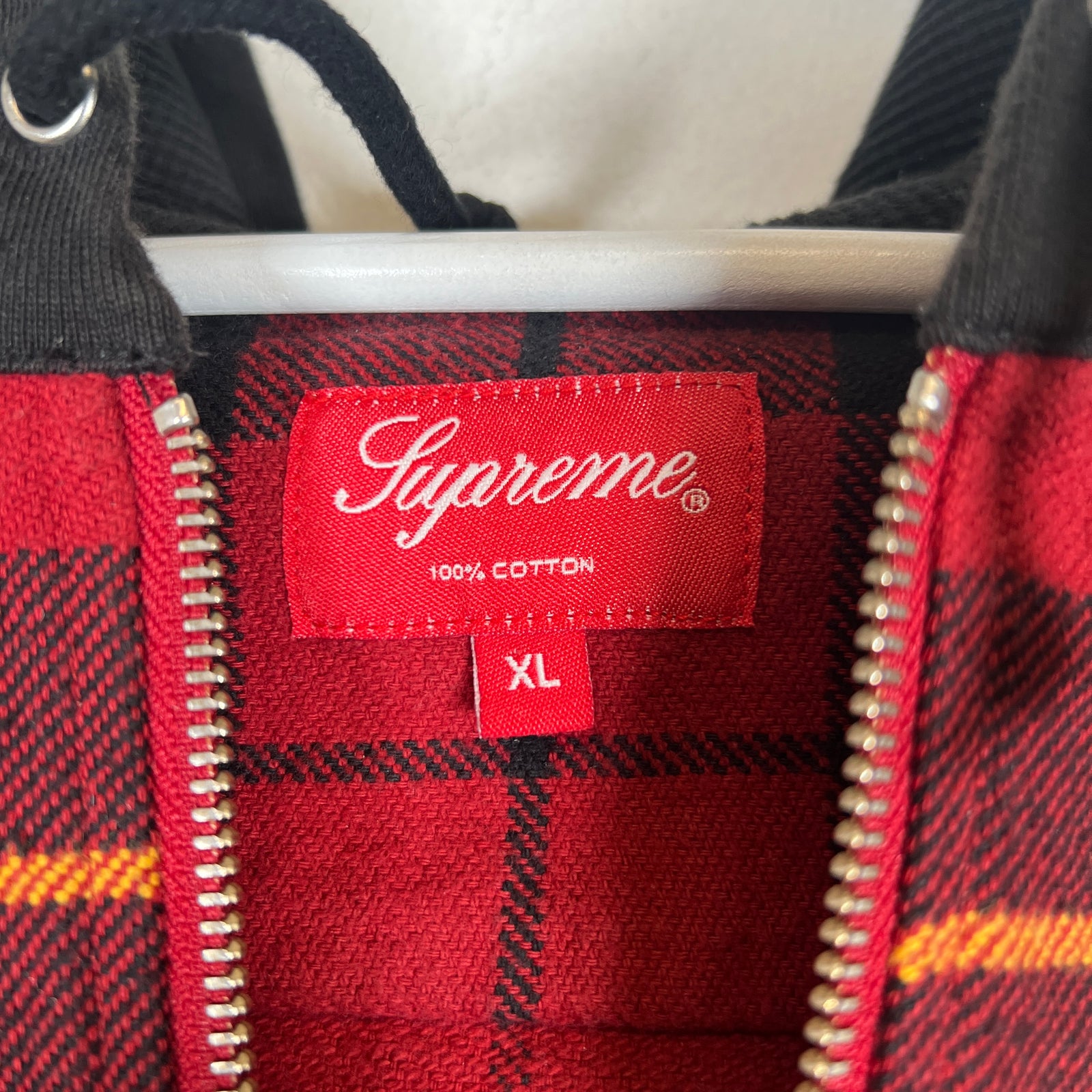 Supreme Hooded Plaid Half Zip Flannel Size XL