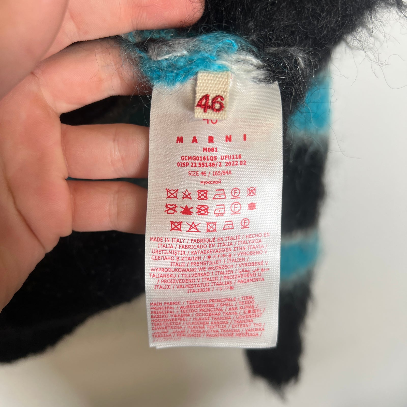 Marni Black/Blue Striped Mohair Sweater Size 46
