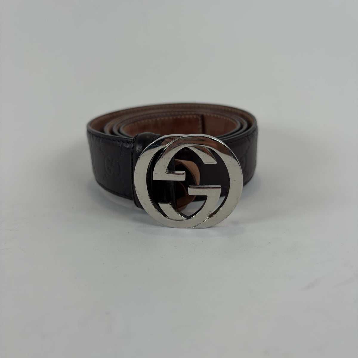 Gucci Signature Embossed GG Leather Belt