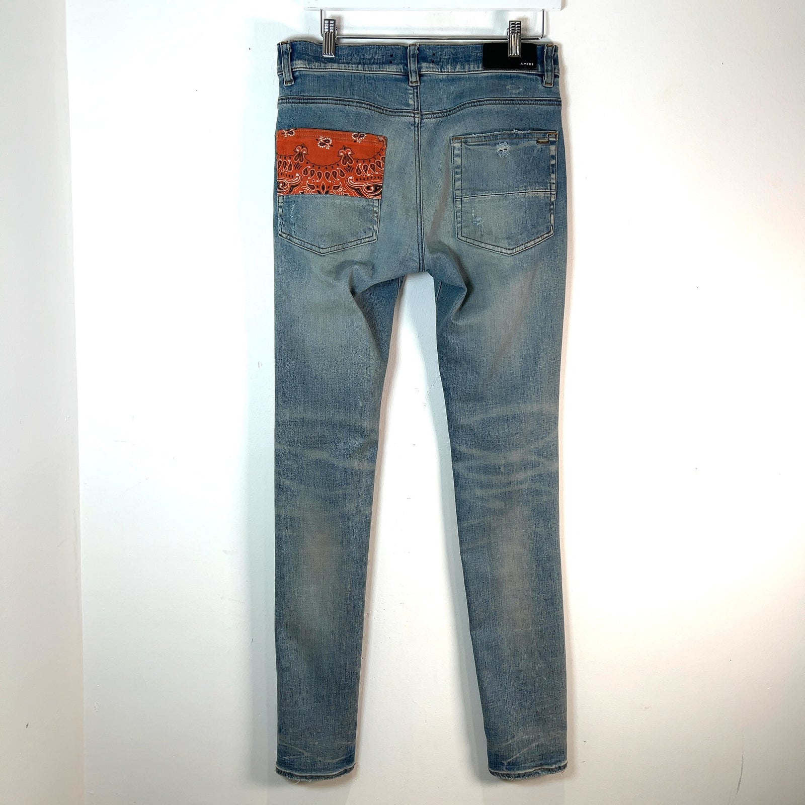 Amiri Artpatch Orange Patchwork Bandana Jeans