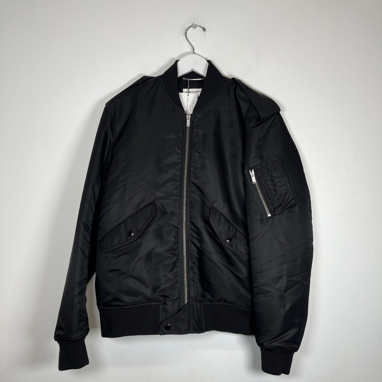Saint Laurent Black Nylon MA-1 Bomber Size 48