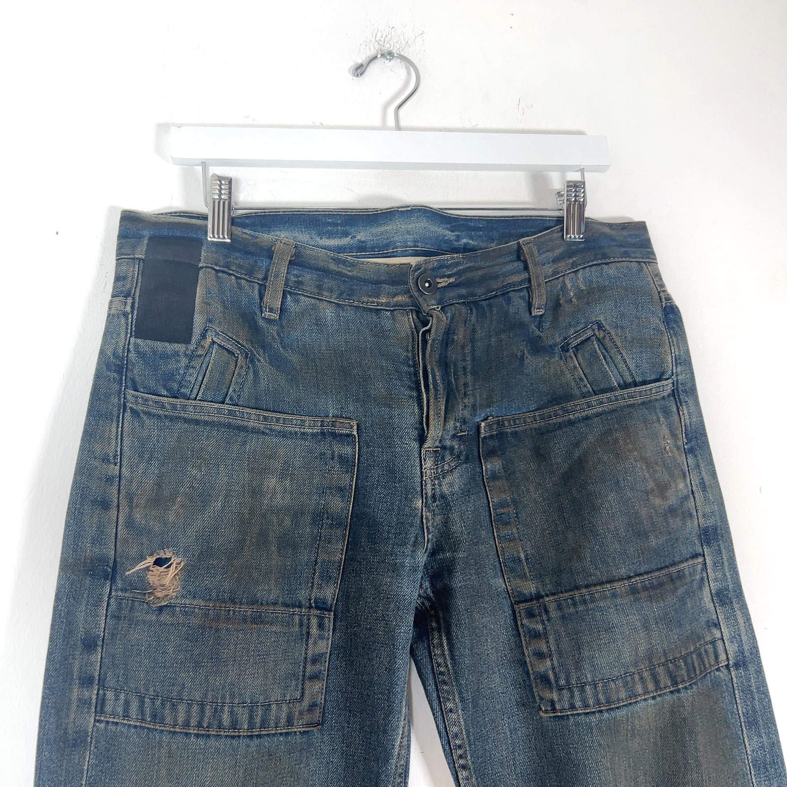Rick Owens Slab Oil Stain Blue Jeans