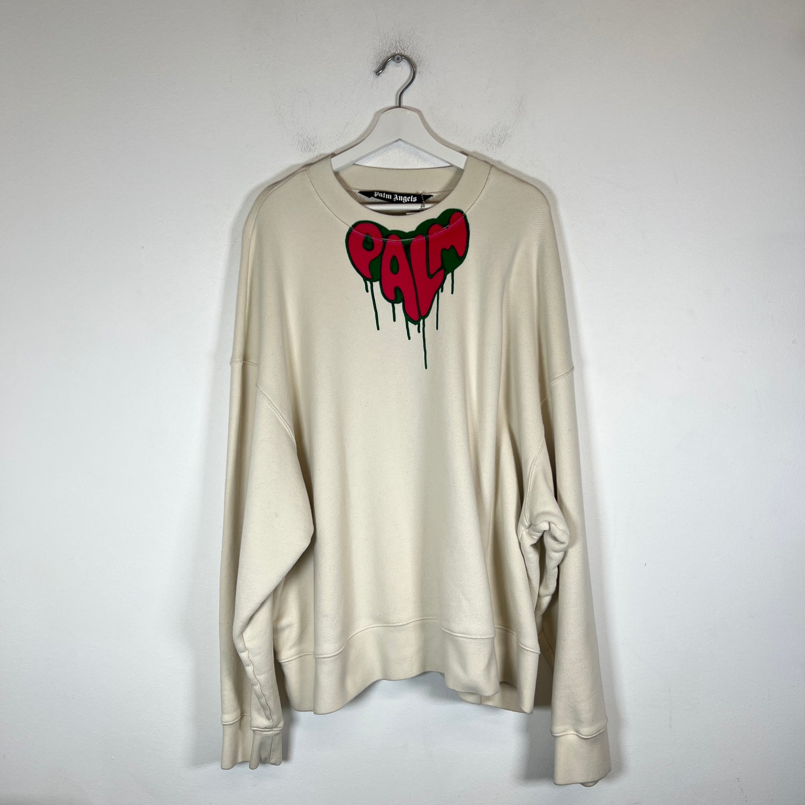 Palm Angels Beige Spray Heart Crewneck Size XXL