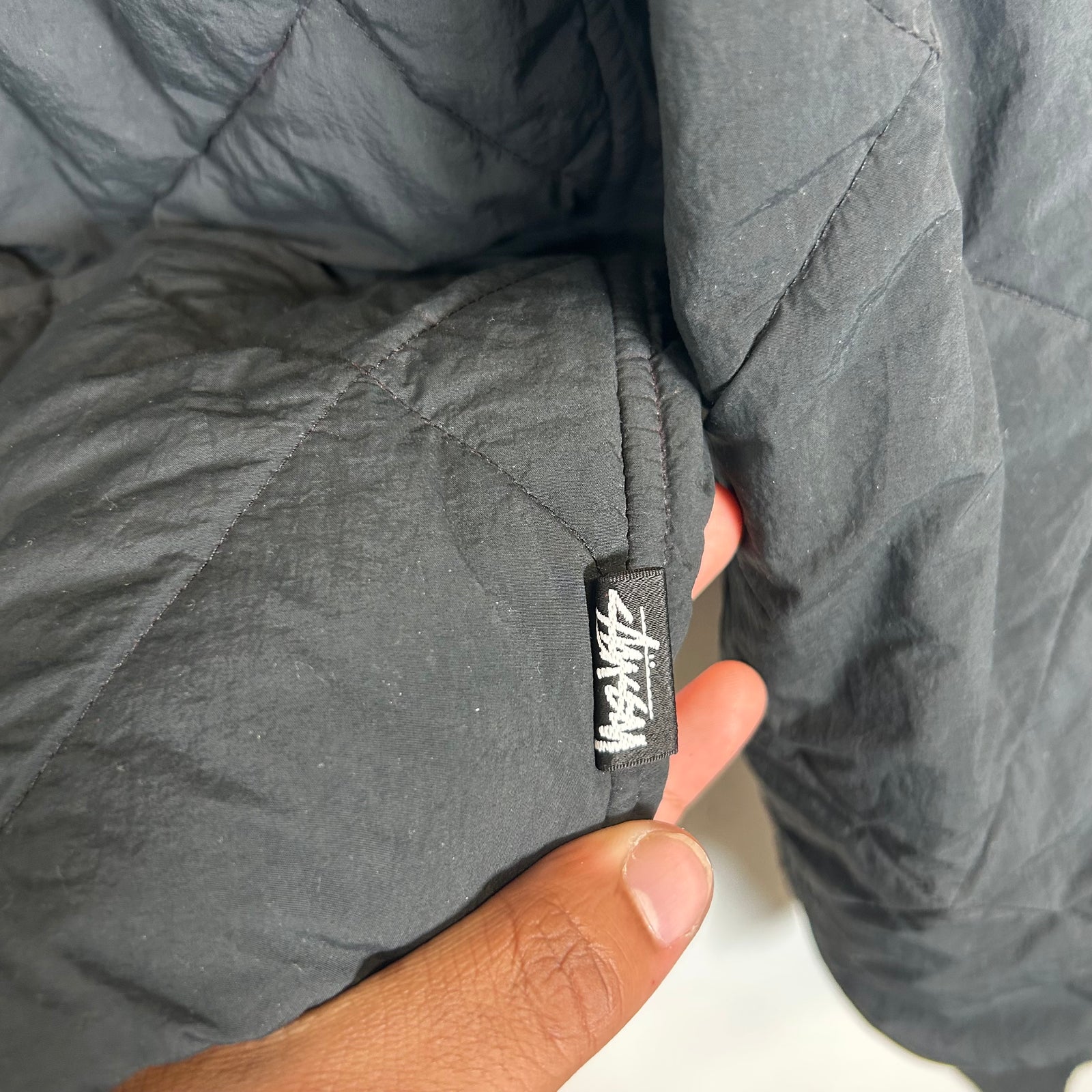 Stussy Black Quilted Dice Logo Jacket Size S