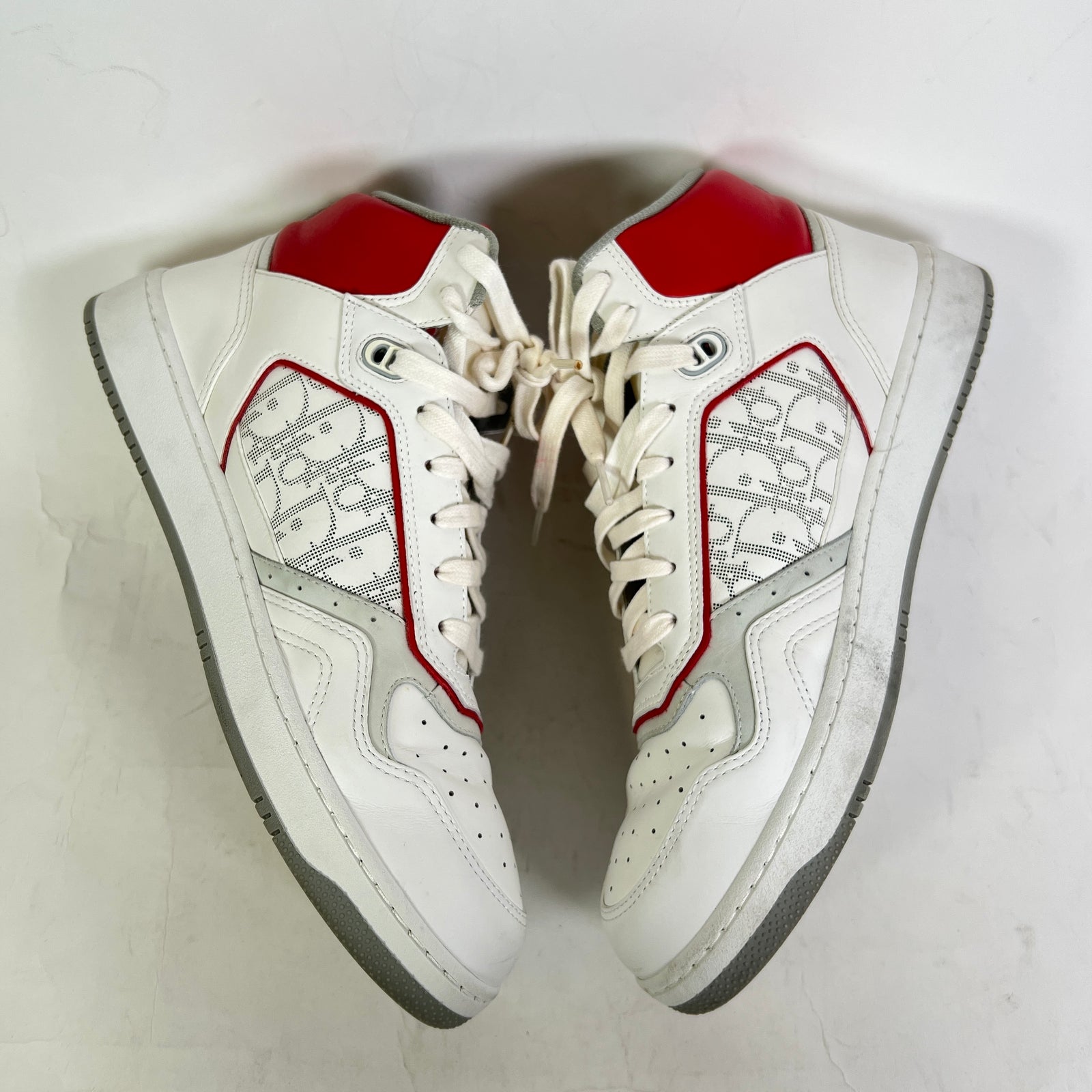 Dior B27 White/Red Oblique Uptown Mid-Top Sneaker Size 45