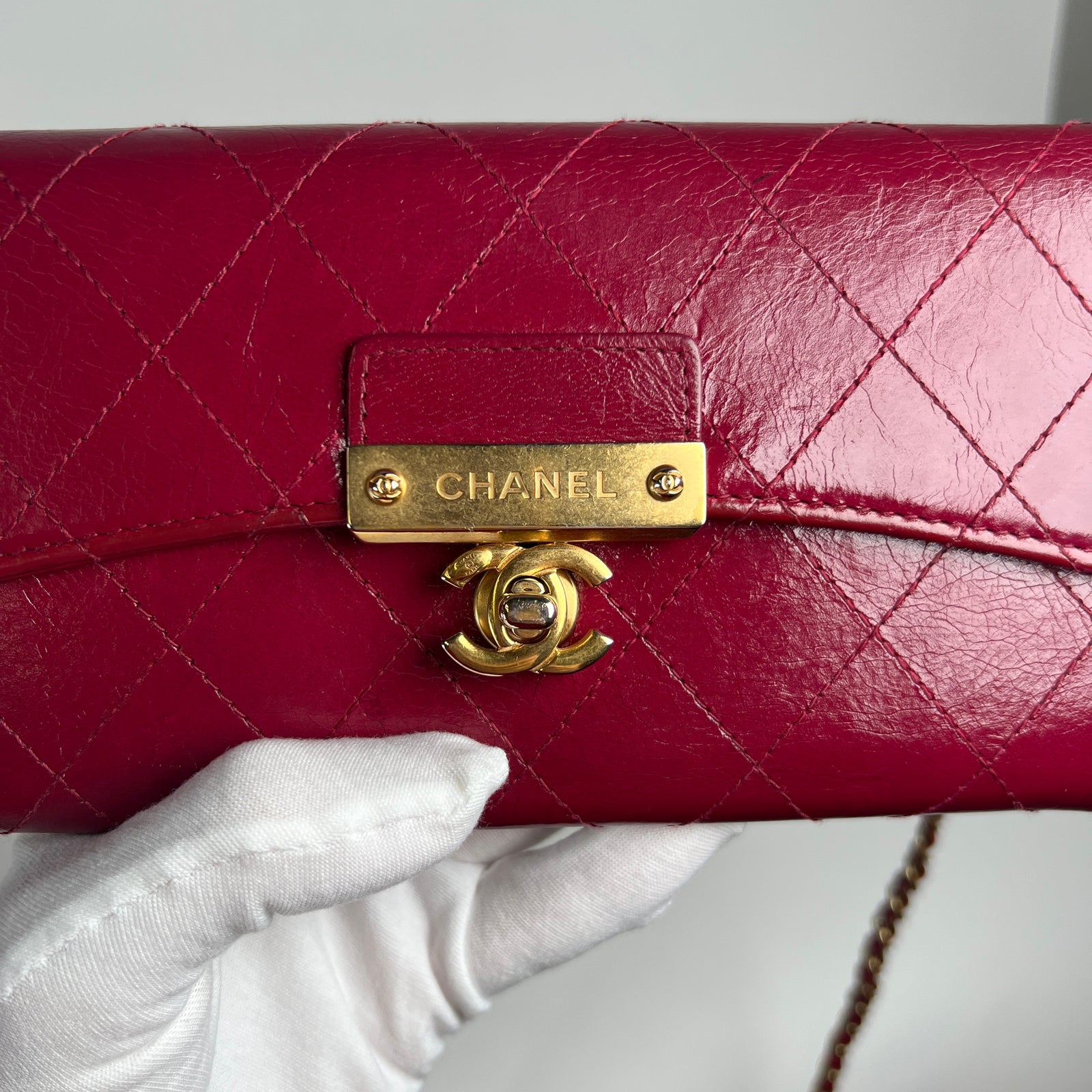 Chanel Burgundy Calfskin Flap Wallet