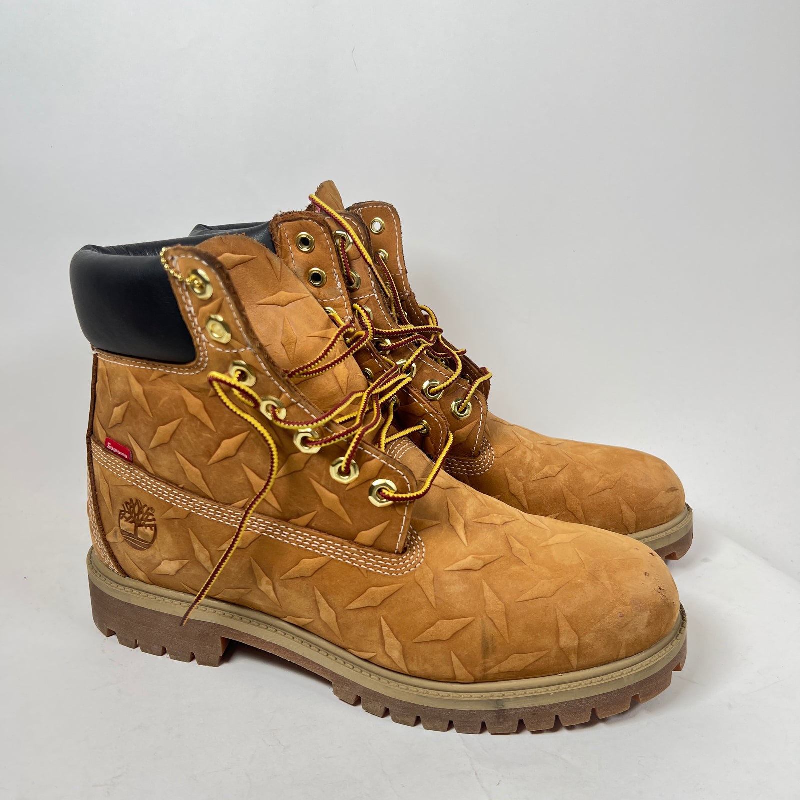 Supreme x Timberland Wheat Diamond Plate 6" Premium Waterproof Boots Size 8.5