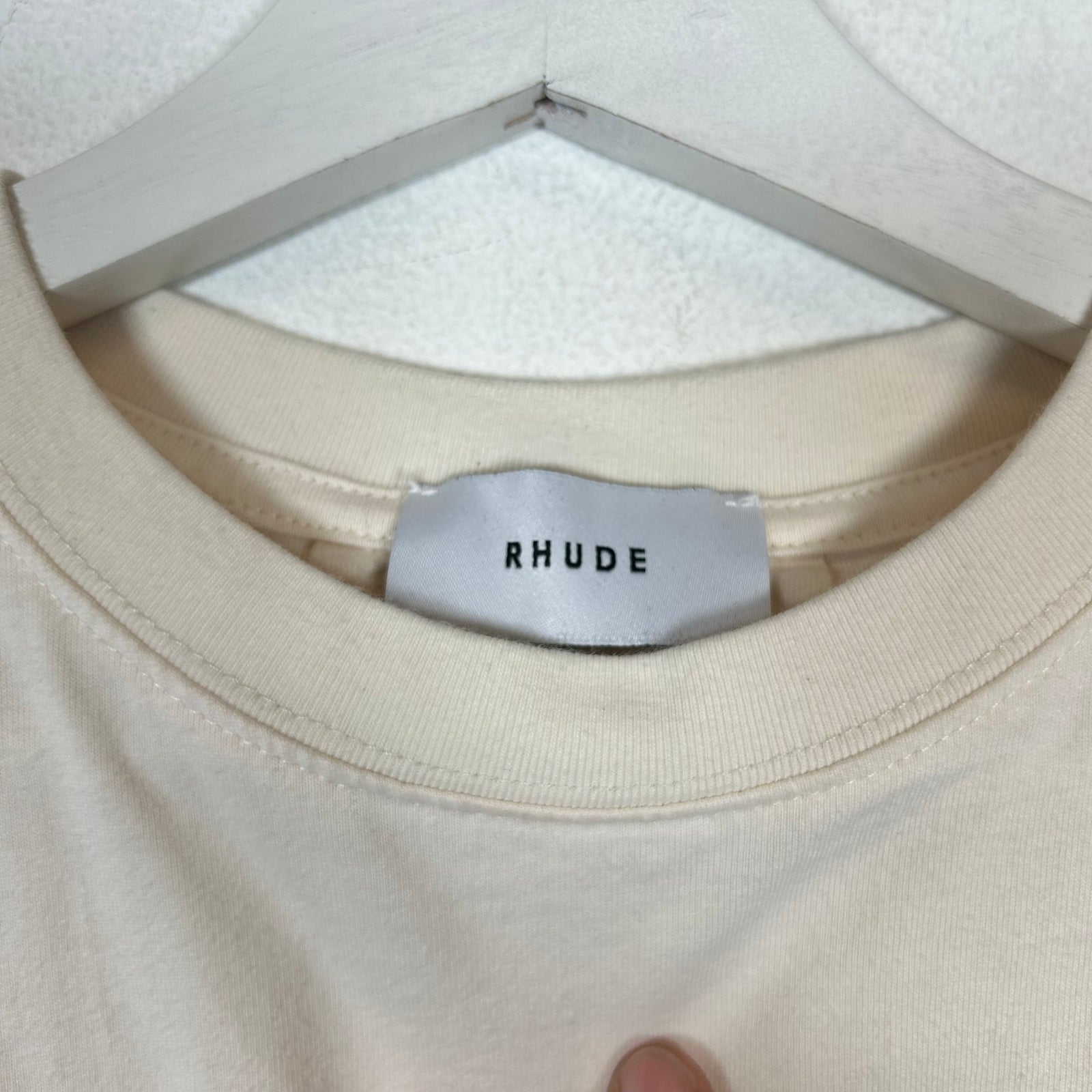 Rhude Cream French Hotel Logo T-shirt Size XL