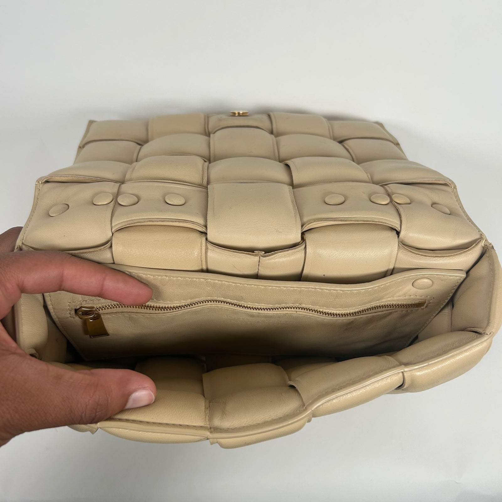 Bottega Veneta Beige Padded Chain Cassette Bag