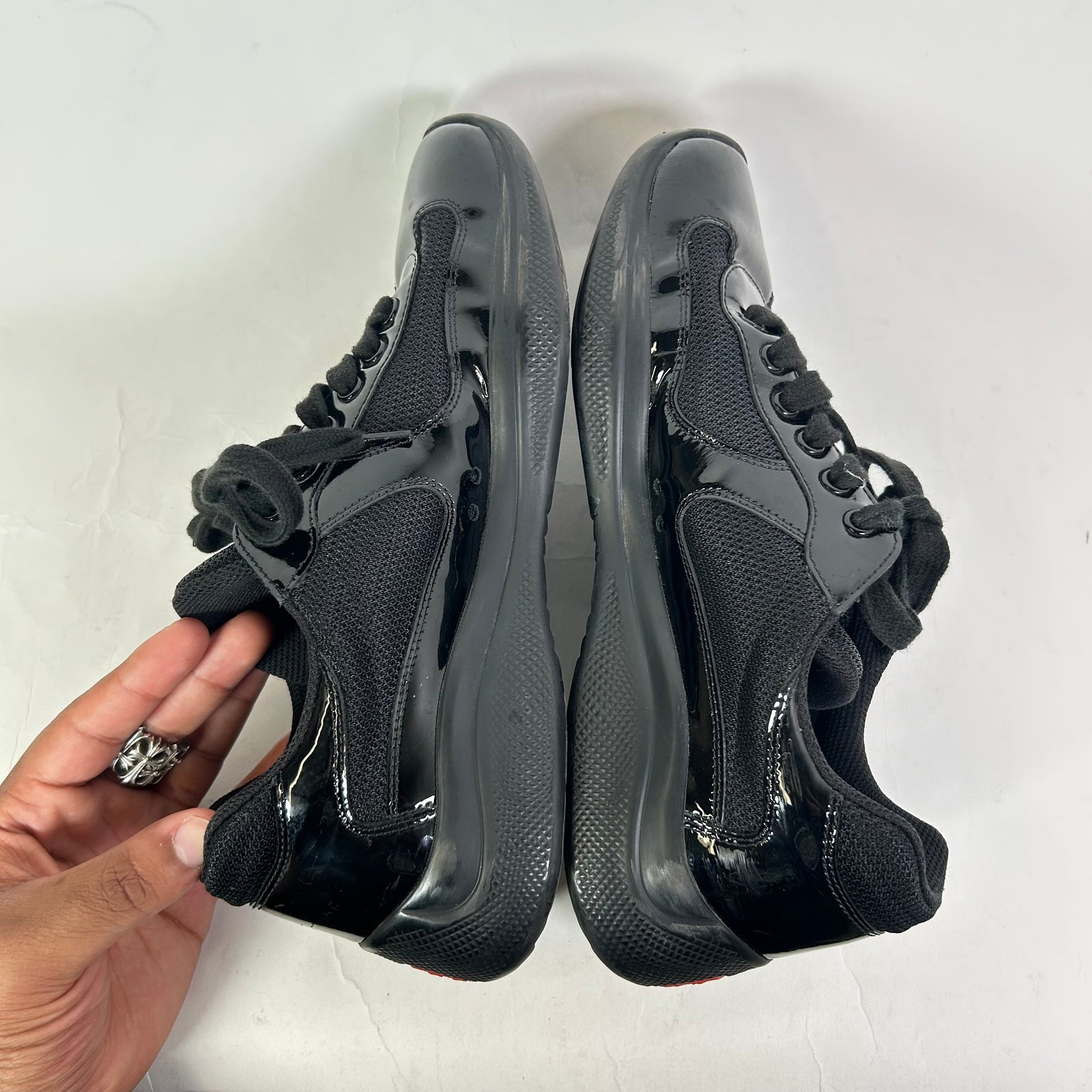Prada Patent Leather Low-Top America Cups
